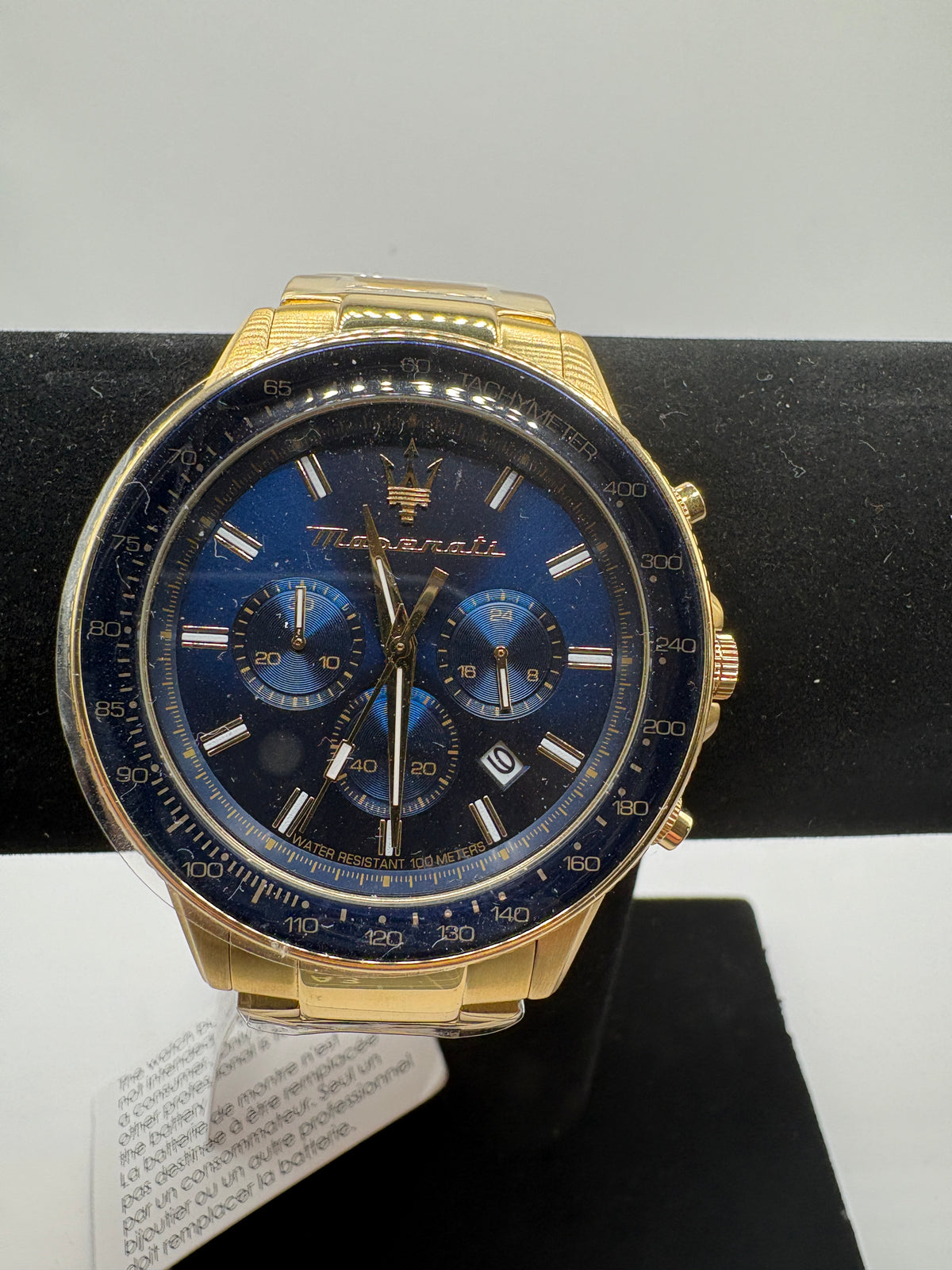 Maserati Sfida R8873640008 Chronograph Mens Blue Dial Gold Tone