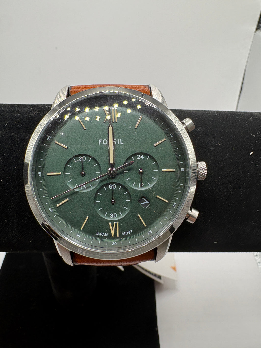 Fossil Neutra Chronograph FS5963 Green Dial Brown Leather Men's Watch