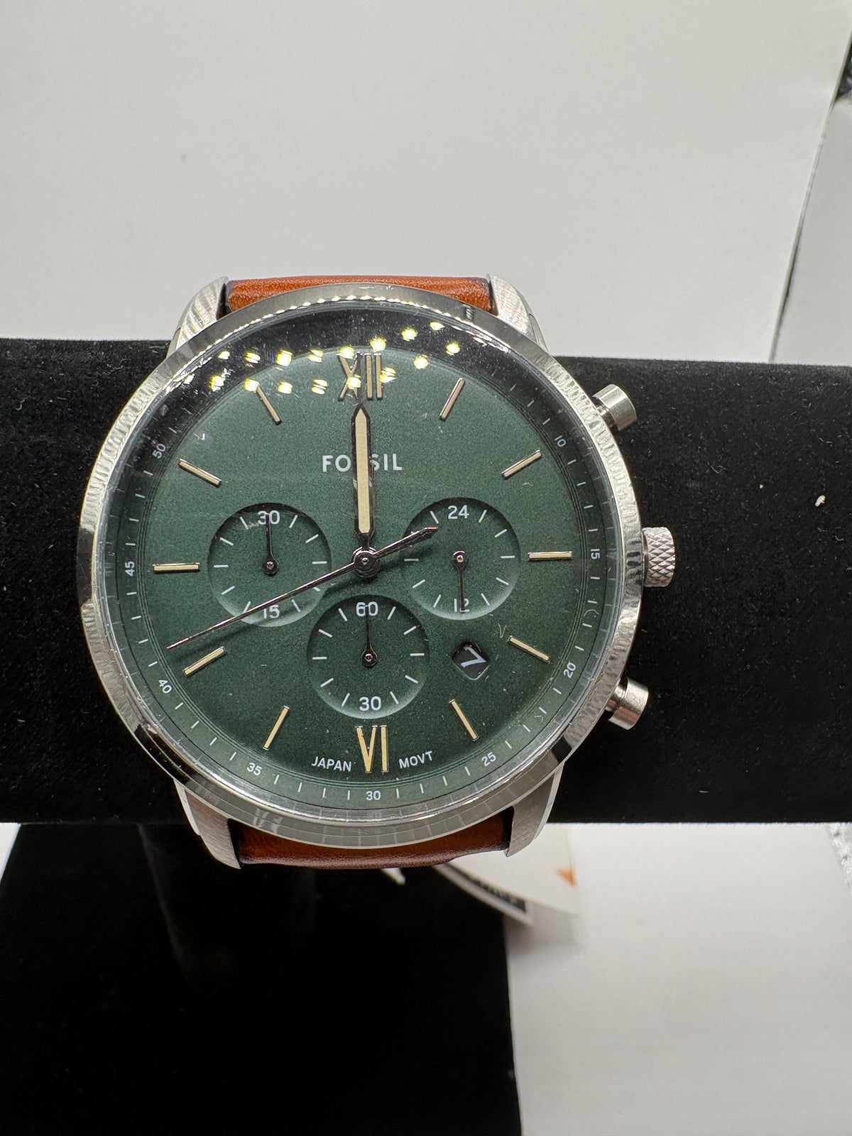 Fossil Neutra Chronograph FS5963 Green Dial Brown Leather Men's Watch
