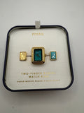 Fossil Raquel Watch Ring Turquoise Gold-Tone Two-Finger ES5432 - Missing Stone