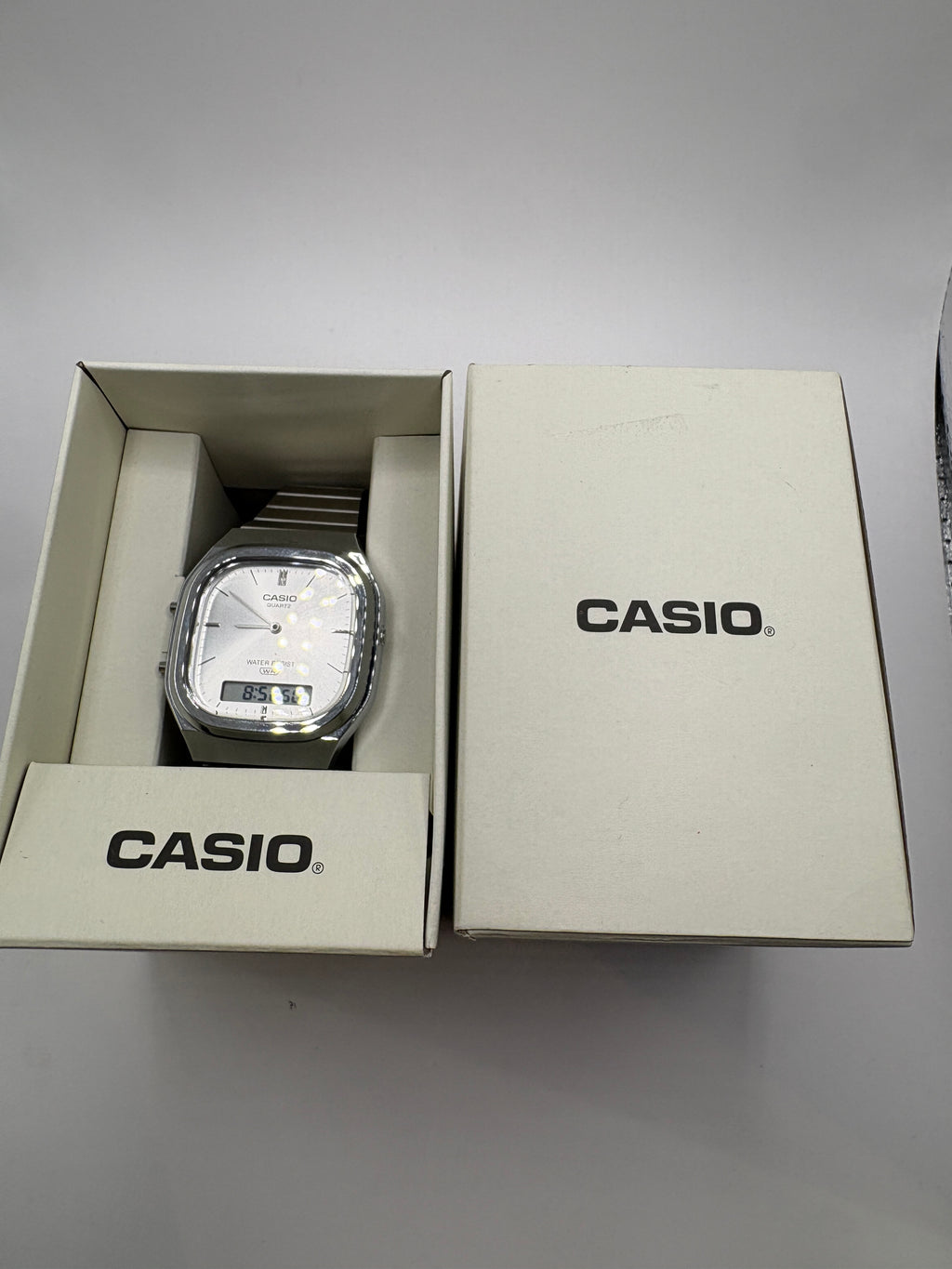 Casio AQ-240E-7A Silver Analog-Digital Stainless Steel Watch