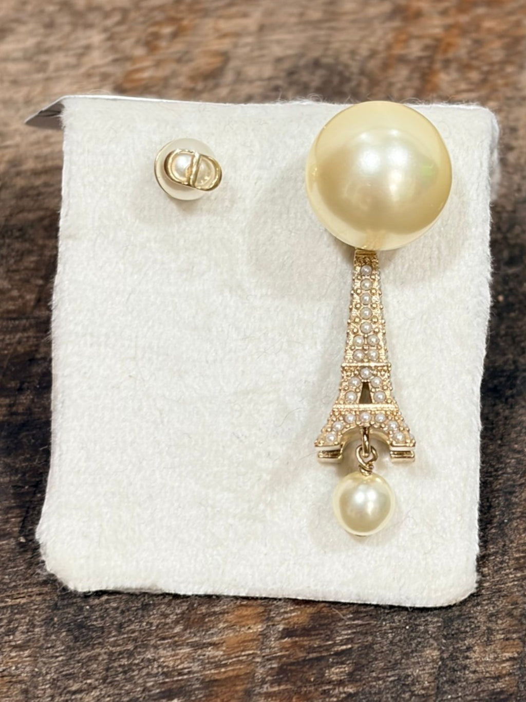 5150 - Dior Tribales Eiffel Tower Faux Pearl Silver Earrings - New with Box
