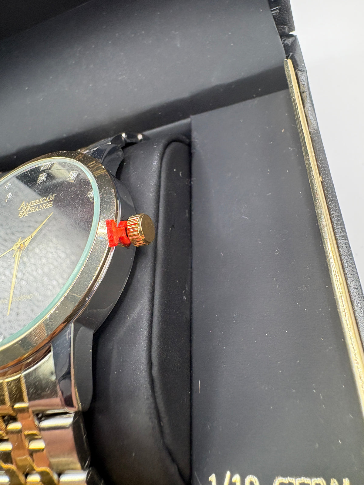 American Exchange Genuine Diamond Collection Black Dial Two-tone Watch