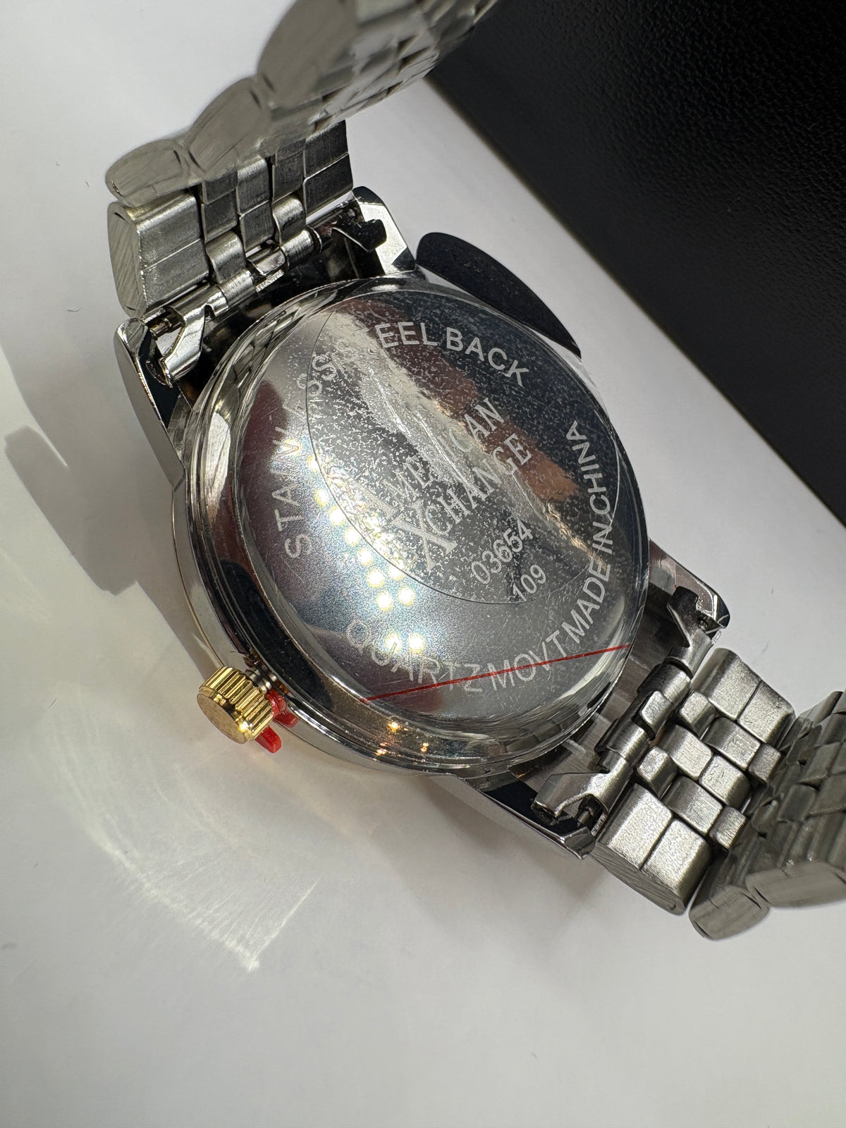 American Exchange Genuine Diamond Collection Black Dial Two-tone Watch