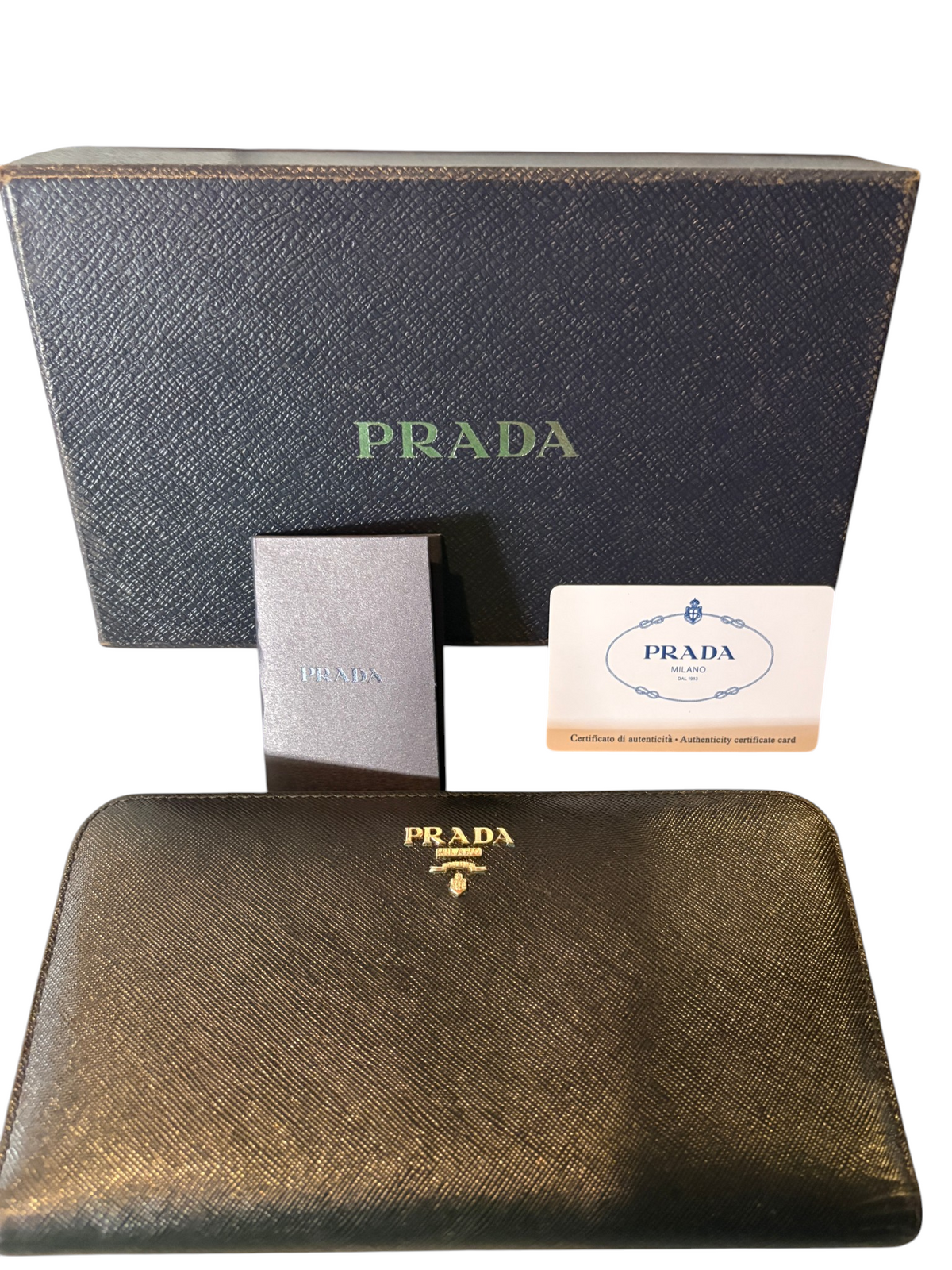 7492 - Prada Saffiano Leather Continental Wallet with box