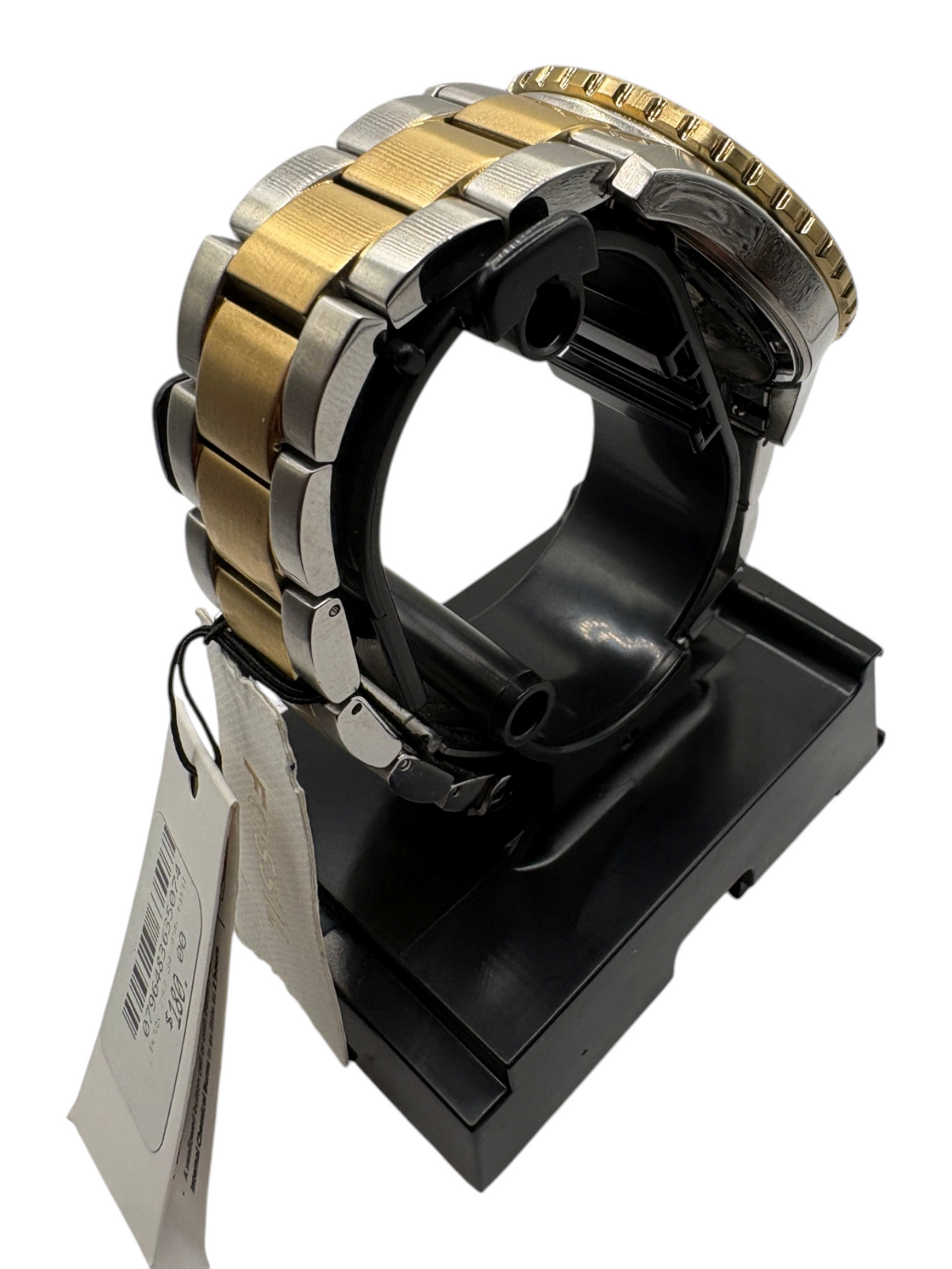 Fossil FB-01 Dive Watch Mens Black Gold Two-Tone Rotating Bezel 100M