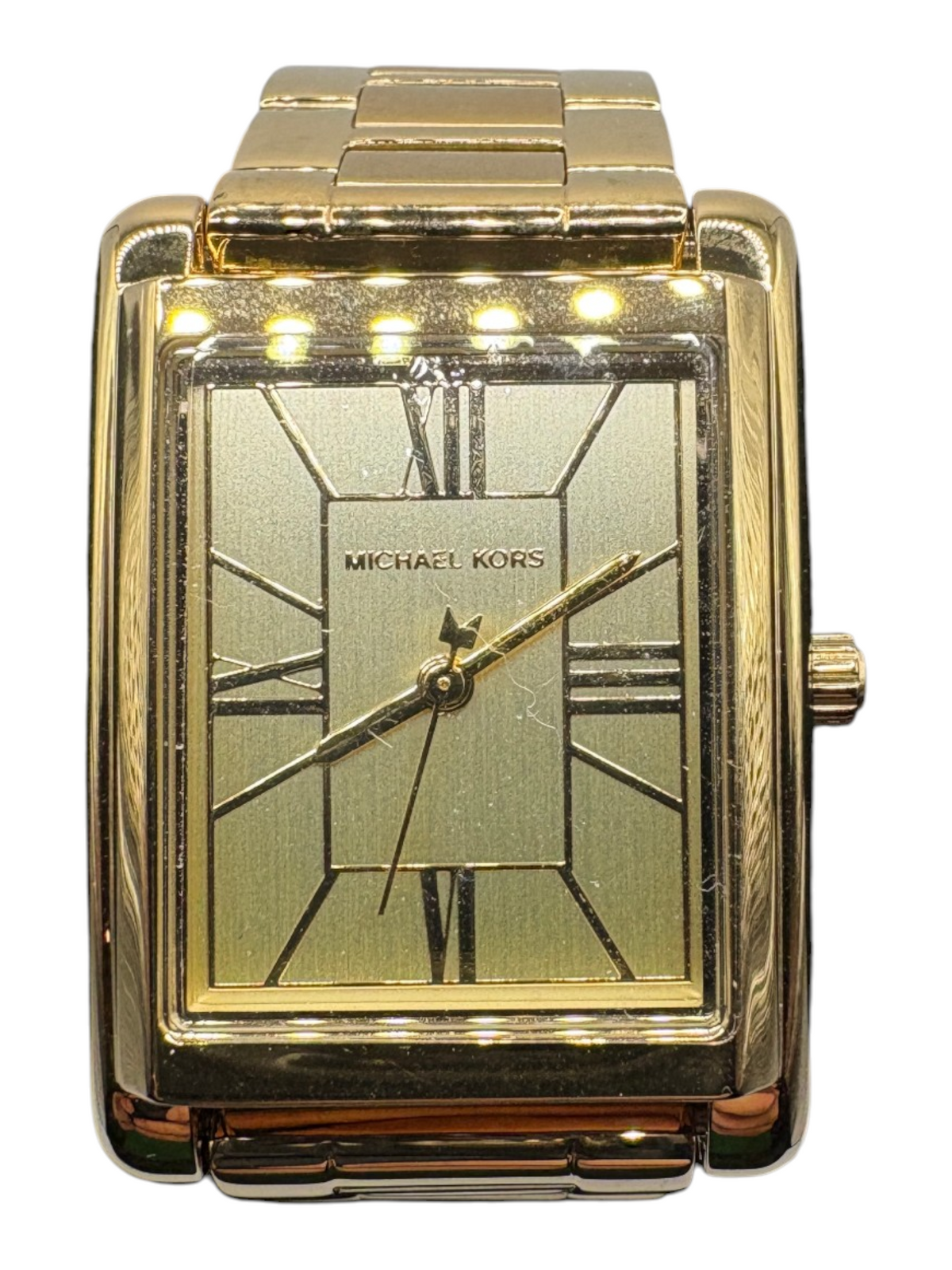 Michael Kors Rectangle Dress Watch Womens Gold Roman Numeral