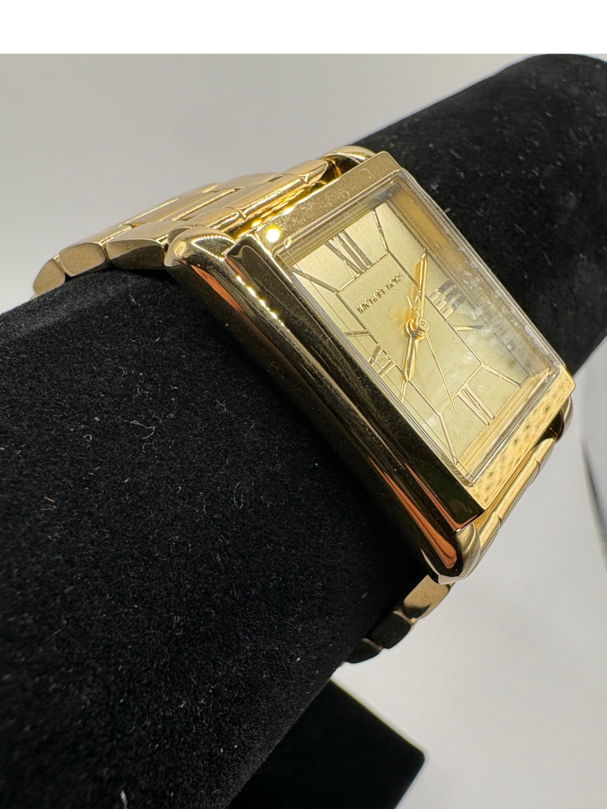 Michael Kors Rectangle Dress Watch Womens Gold Roman Numeral