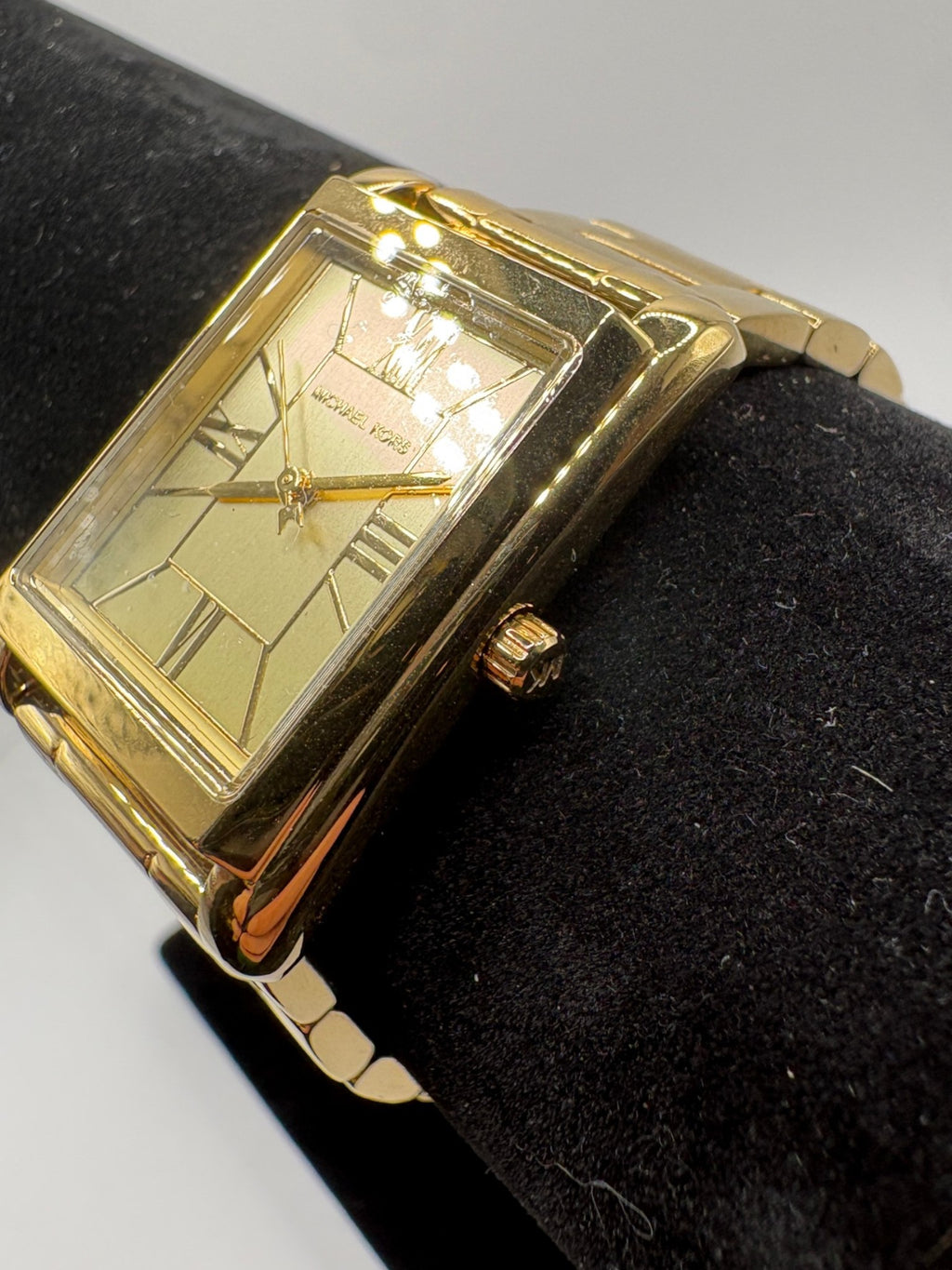 Michael Kors Rectangle Dress Watch Womens Gold Roman Numeral
