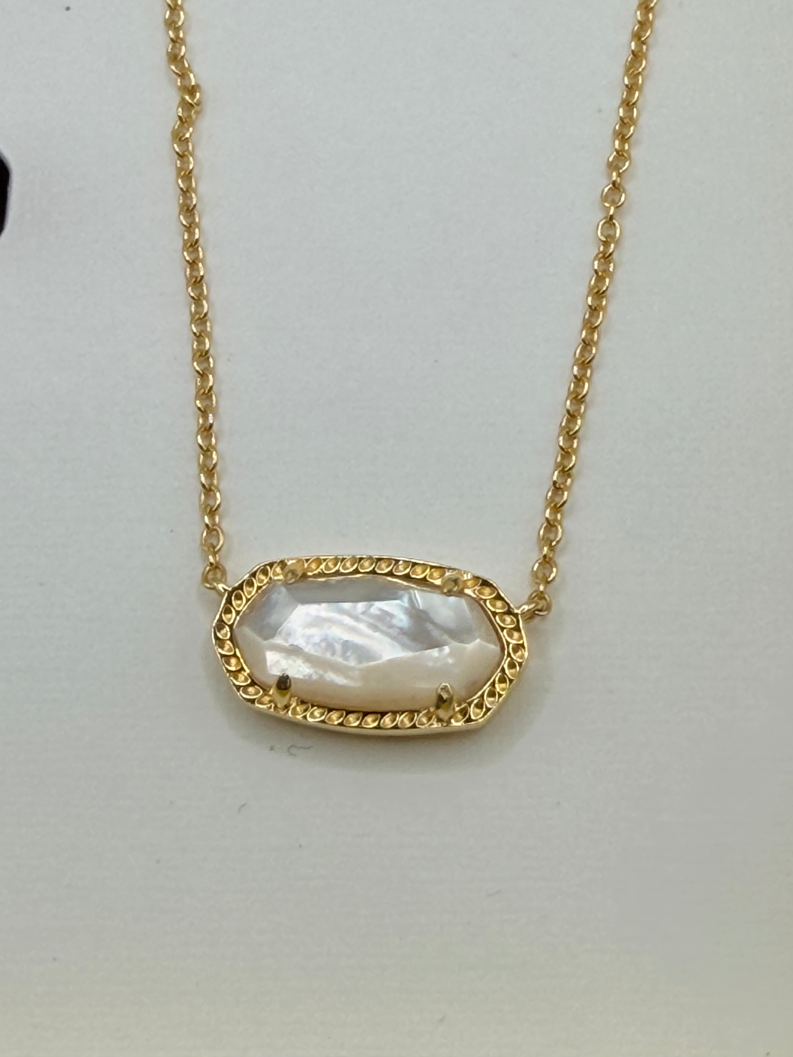 Kendra Scott Elisa Gold Pendant Necklace in Ivory Mother-of-Pearl - NIB