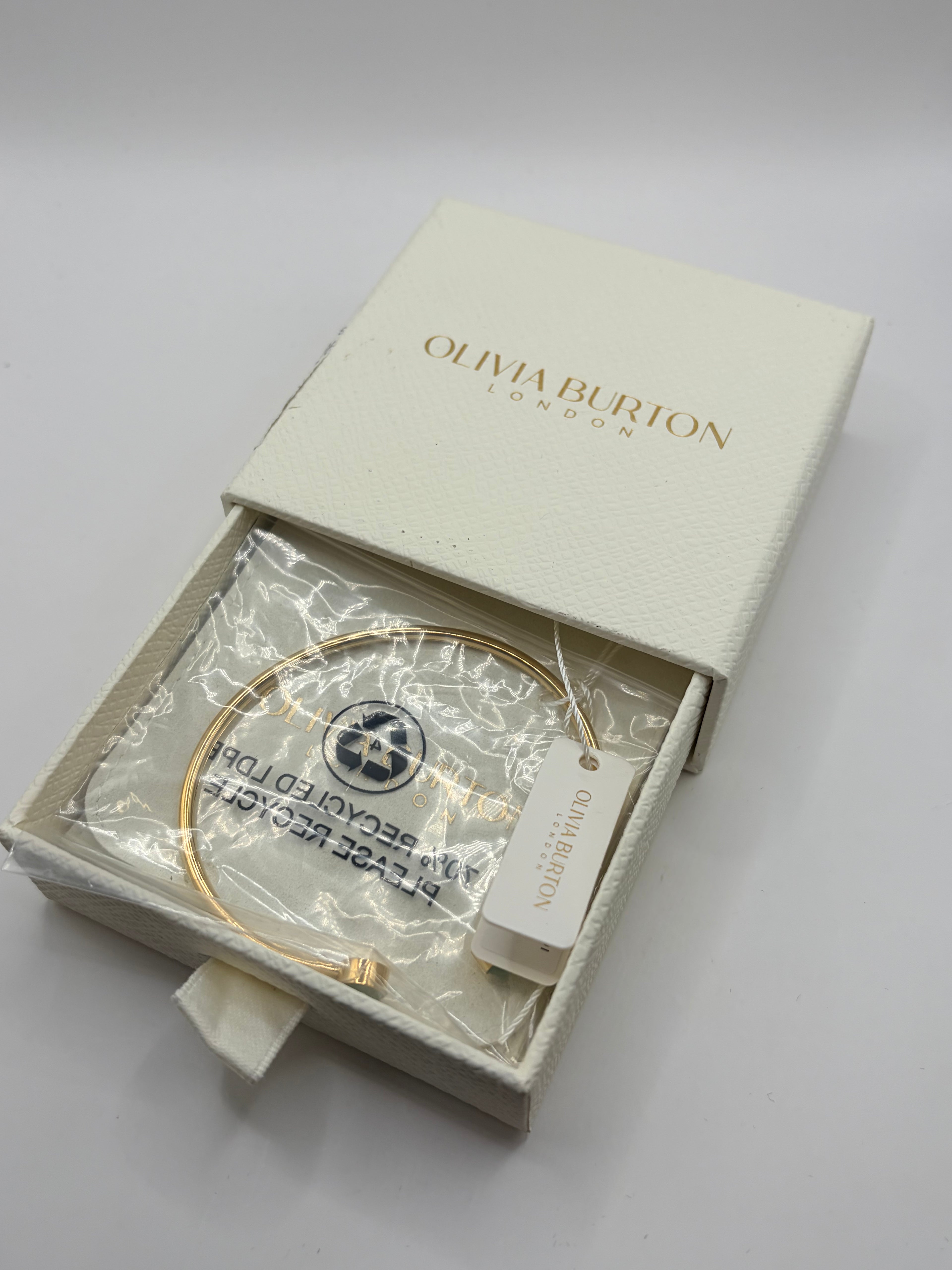 Olivia Burton London Aventurine Cabochon Gold Plated Gemstone Bangle - NIB
