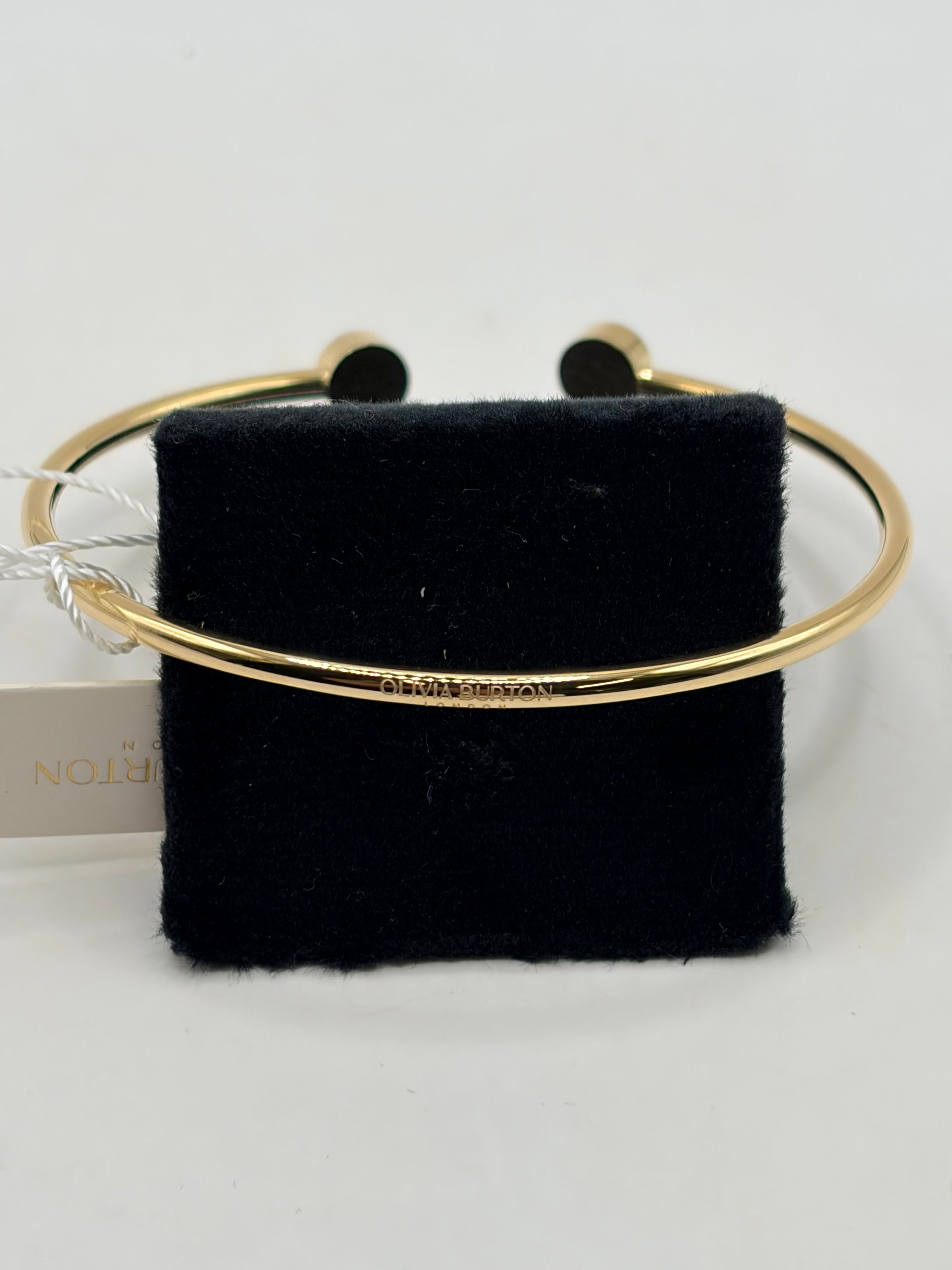 Olivia Burton London Aventurine Cabochon Gold Plated Gemstone Bangle - NIB