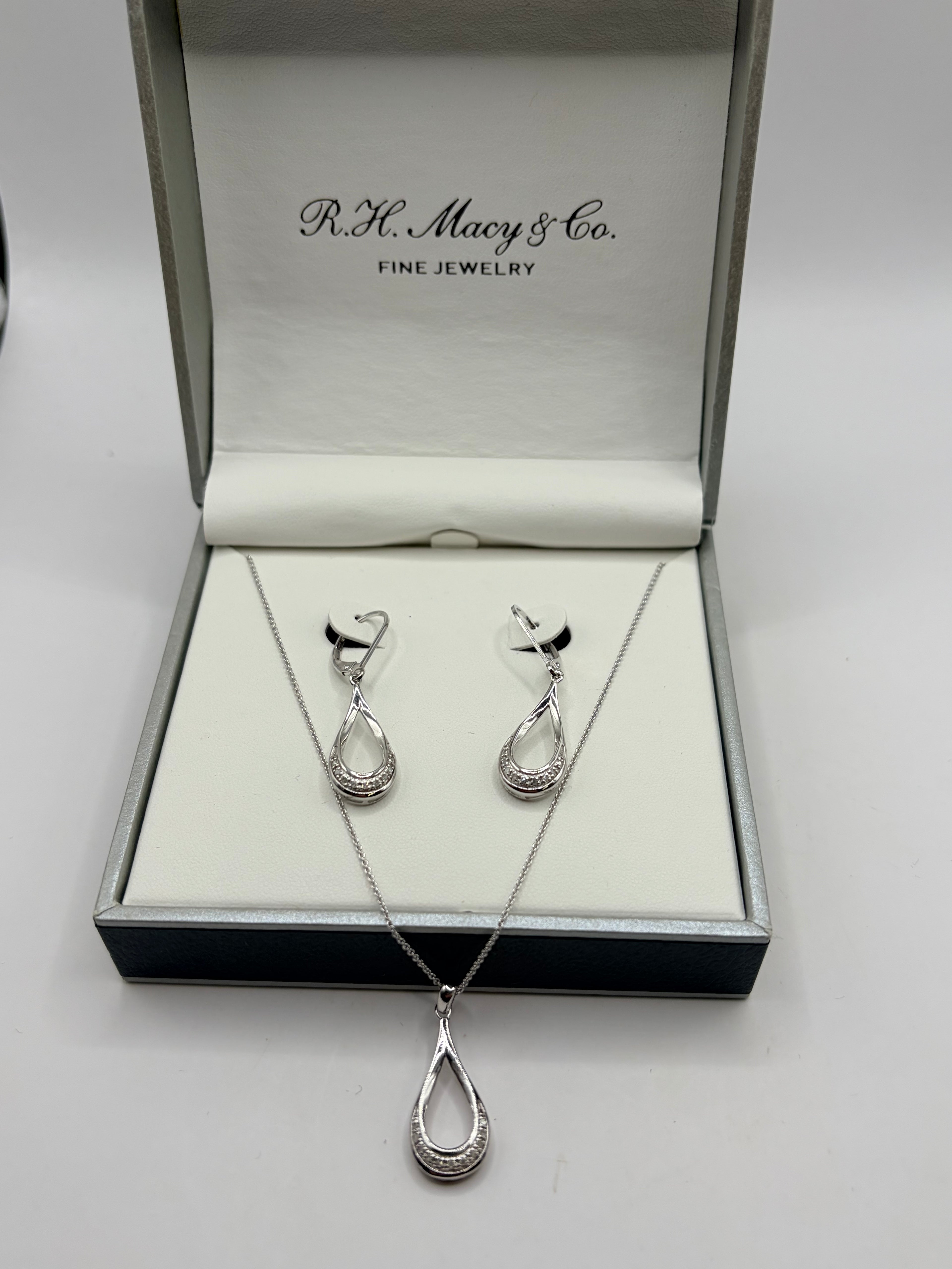 R. H. Macy & Co. Diamond Teardrop Pendant Necklace & Earrings in Sterling Silver