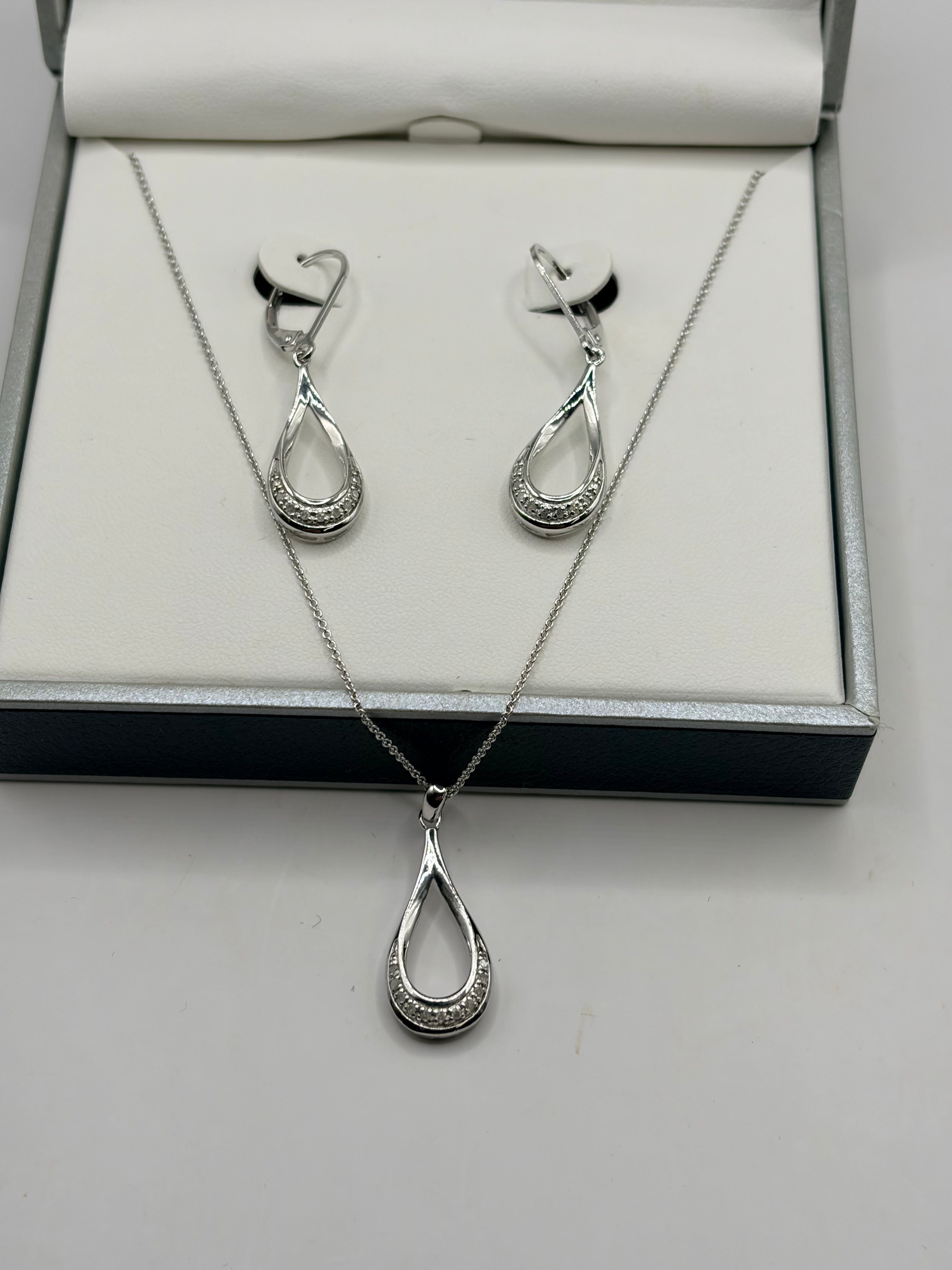 R. H. Macy & Co. Diamond Teardrop Pendant Necklace & Earrings in Sterling Silver
