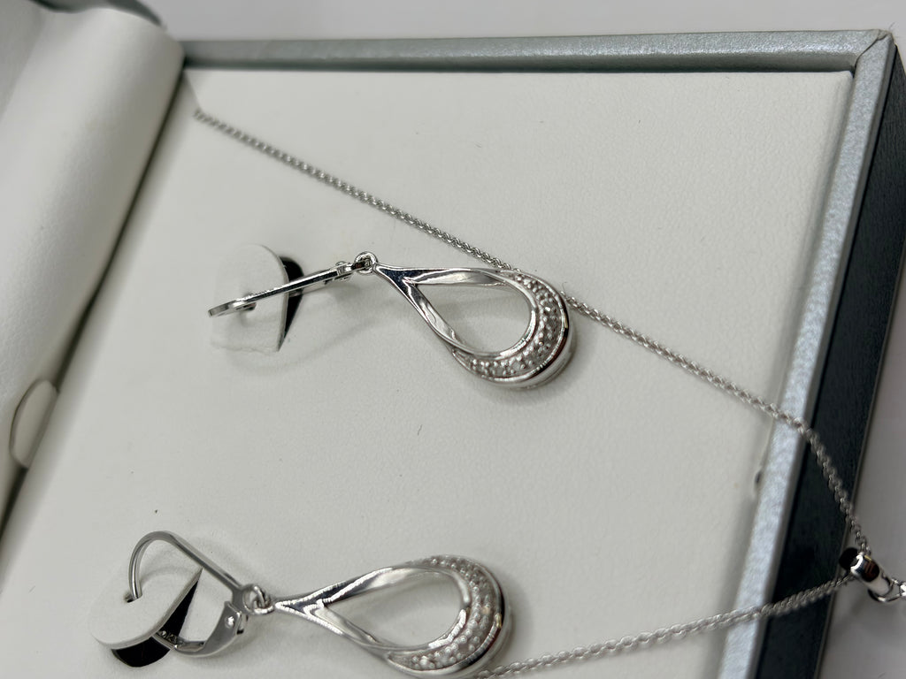 R. H. Macy & Co. Diamond Teardrop Pendant Necklace & Earrings in Sterling Silver