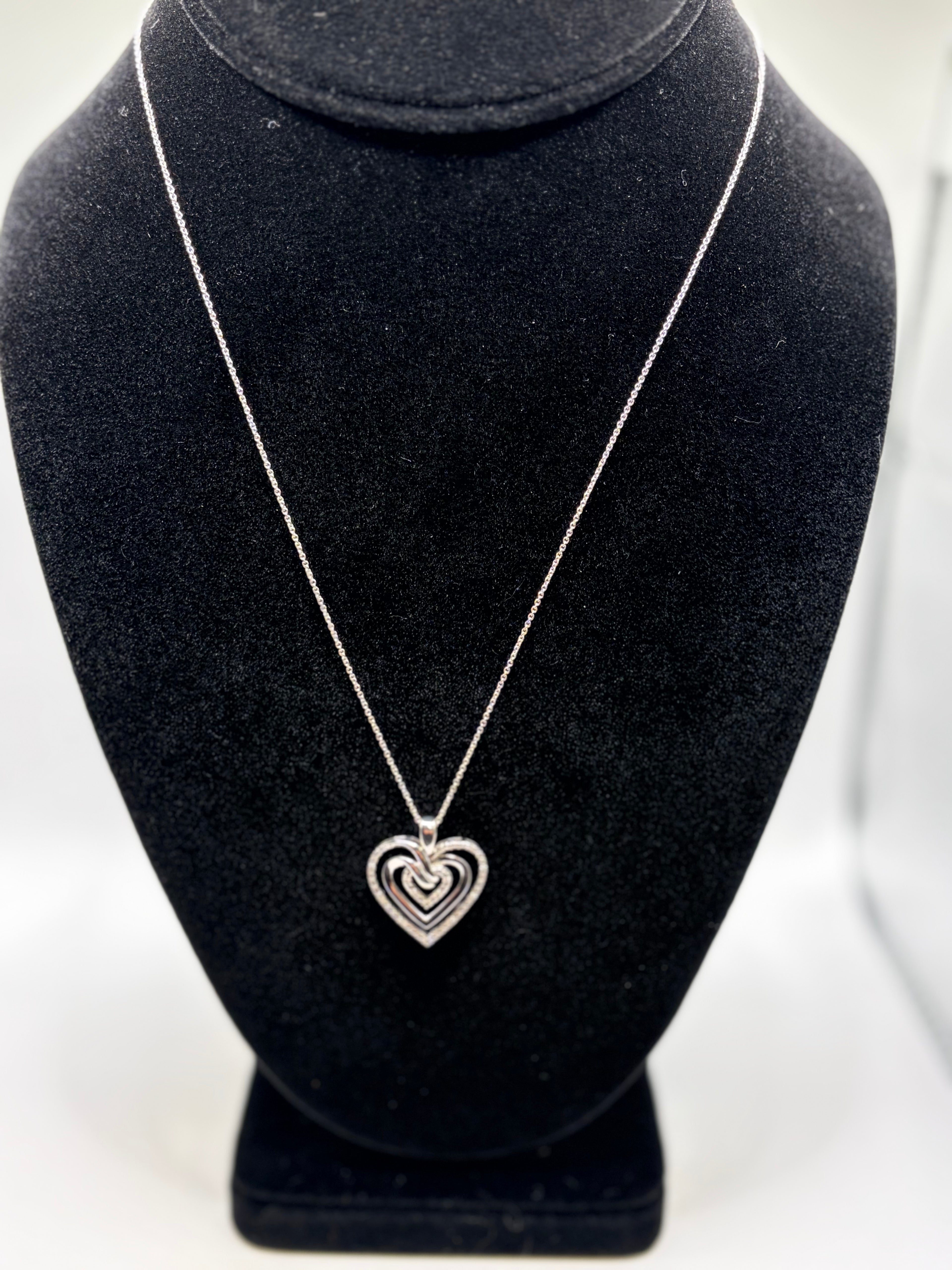 R. H. Macy & Co. Diamond Heart 18" Pendant Necklace in Sterling Silver - NIB