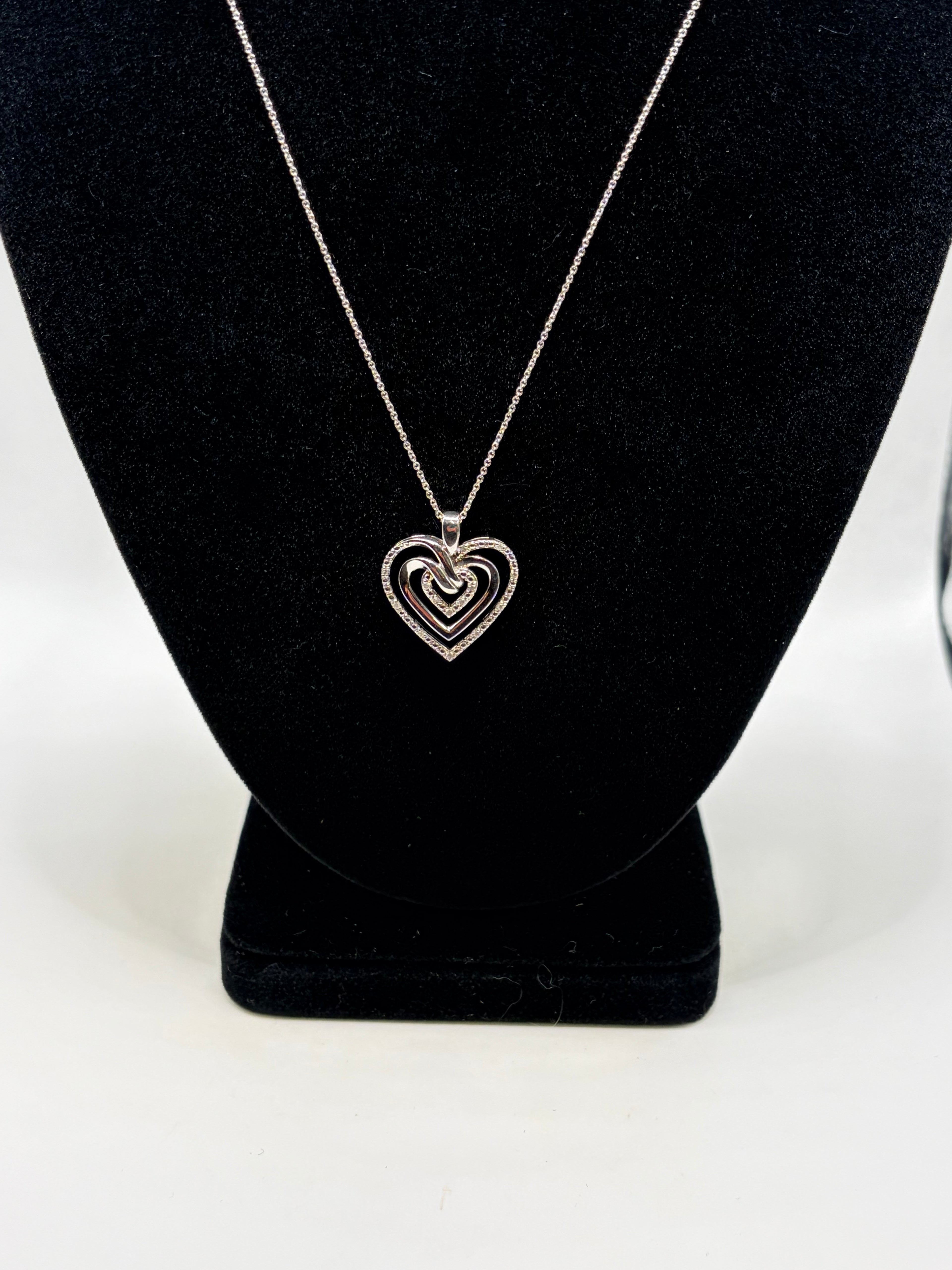 R. H. Macy & Co. Diamond Heart 18" Pendant Necklace in Sterling Silver - NIB