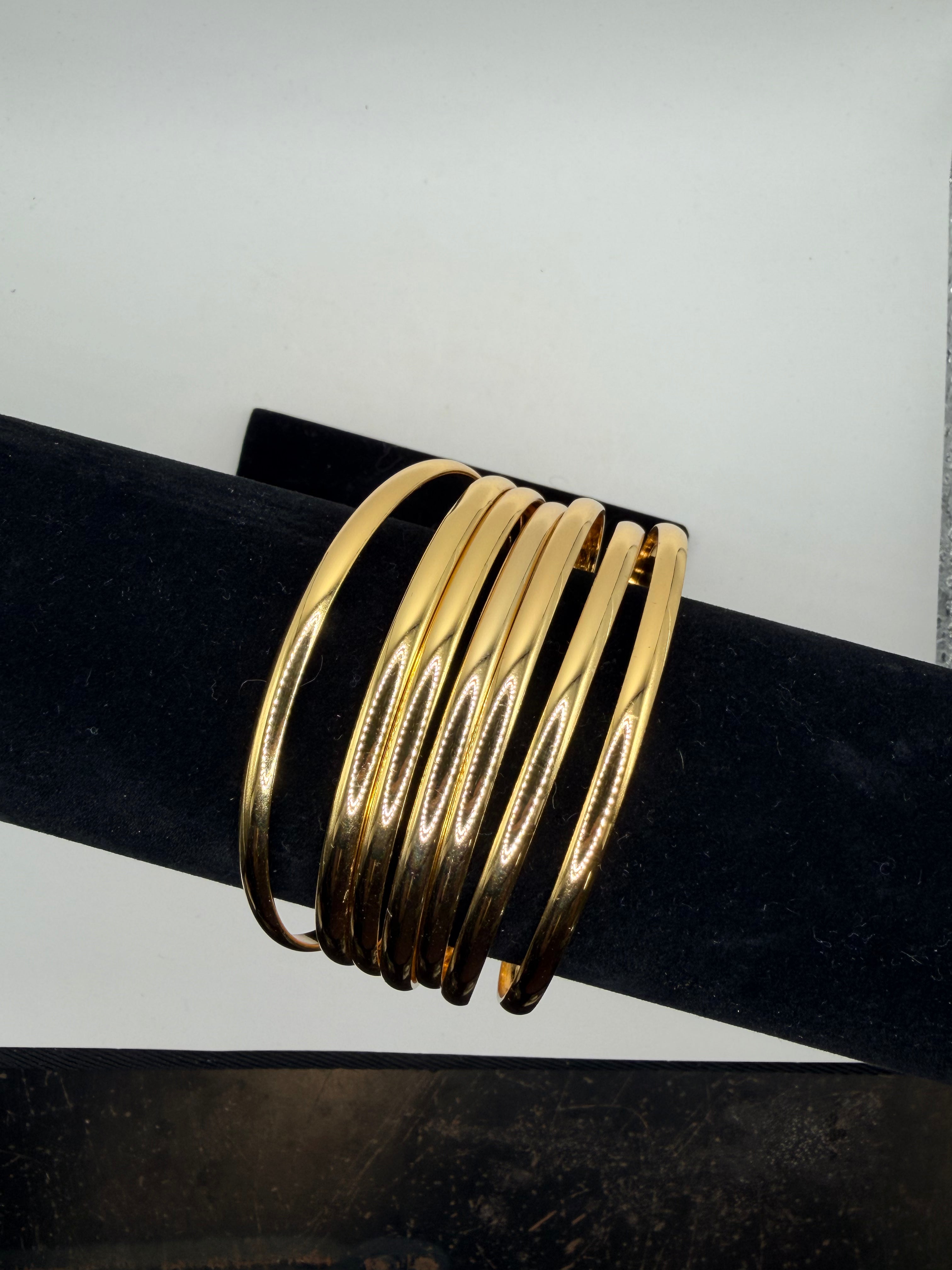 Bangle Bracelet Set of 7 Gold Tone Women's