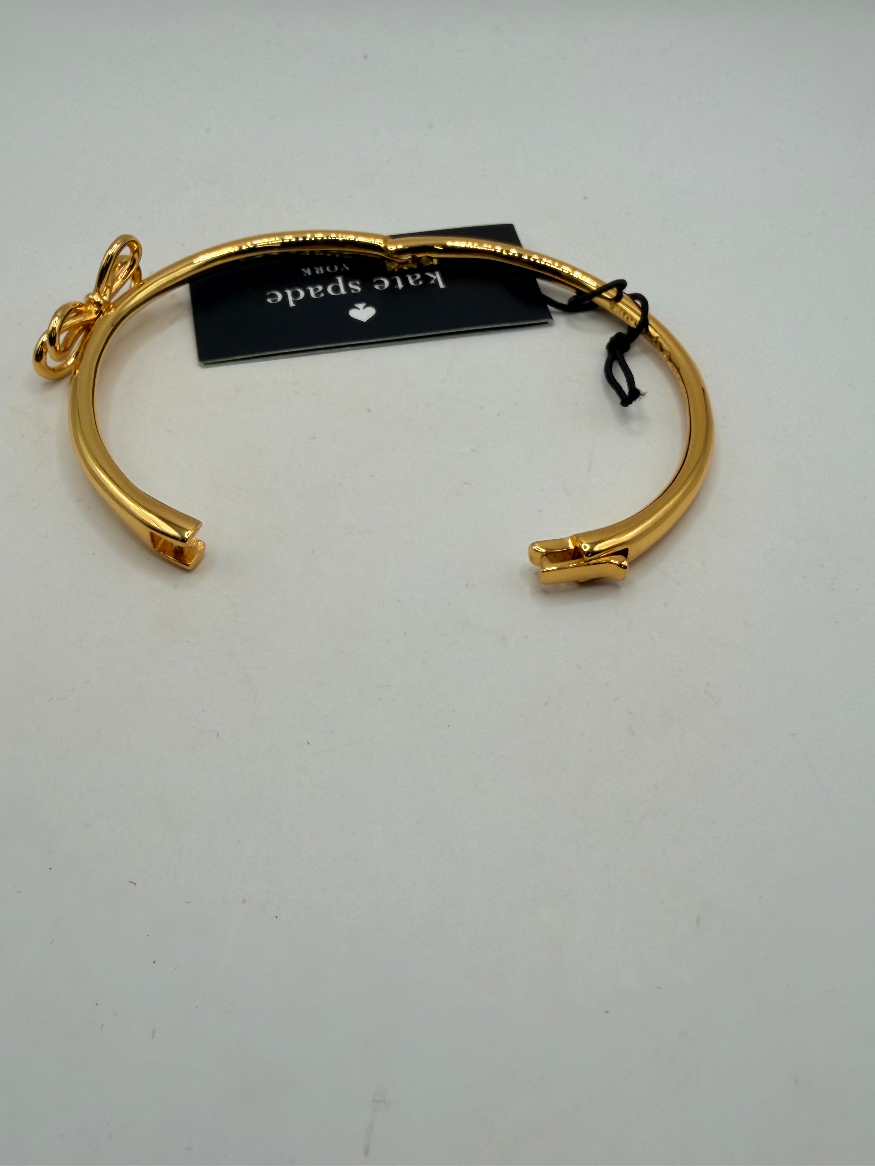 Kate Spade Gold Tone Bow Hinged Bangle Bracelet NWT - One Size / Gold / New with Tags