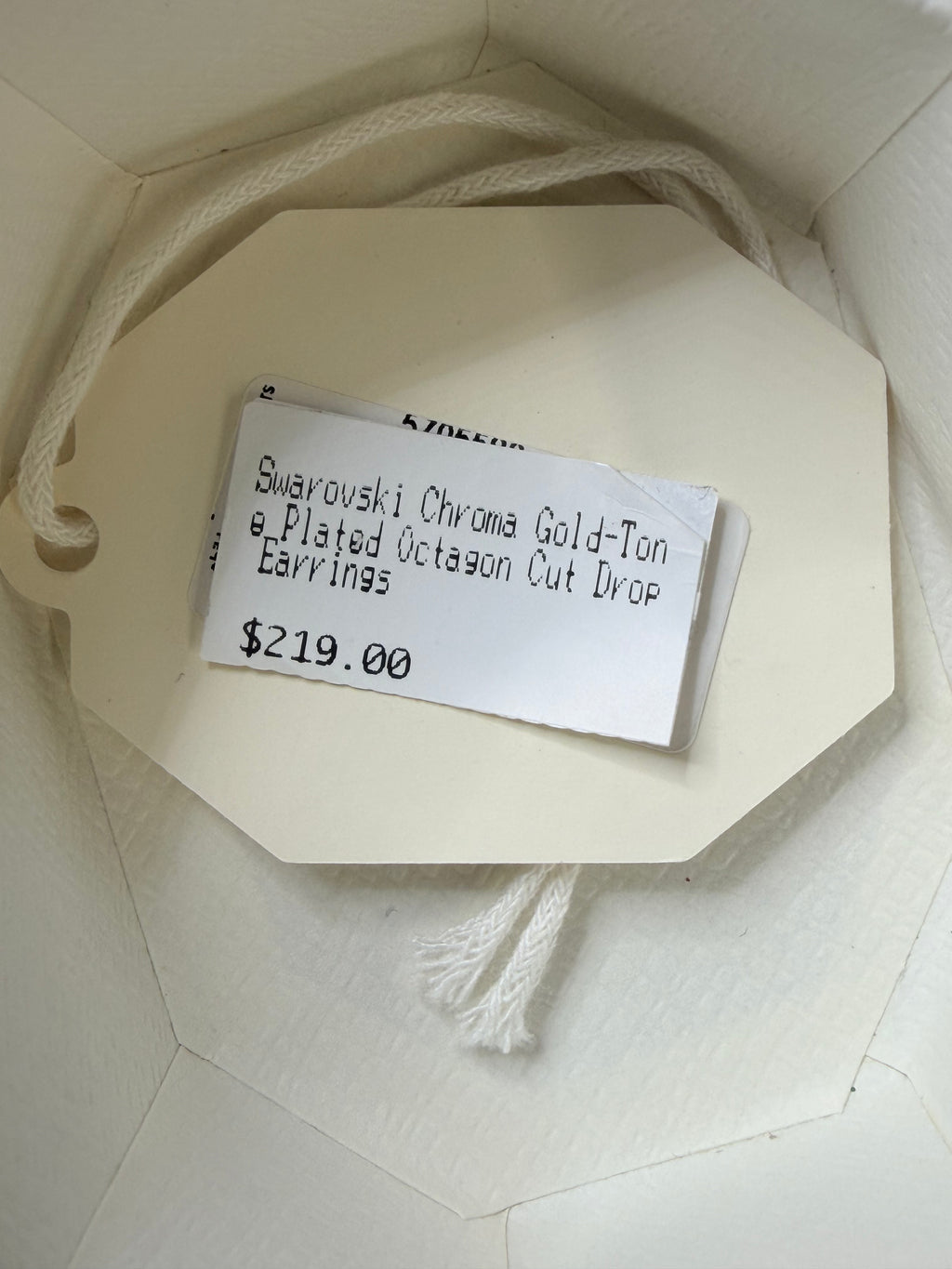 Swarovski Chroma Gold-Tone Plated Octagon Cut Drop Earrings Box Women's