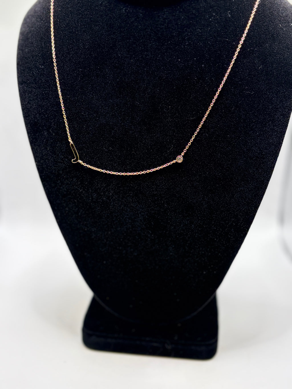 Maya Brenner Initial Necklace with Diamond Gold J Women's