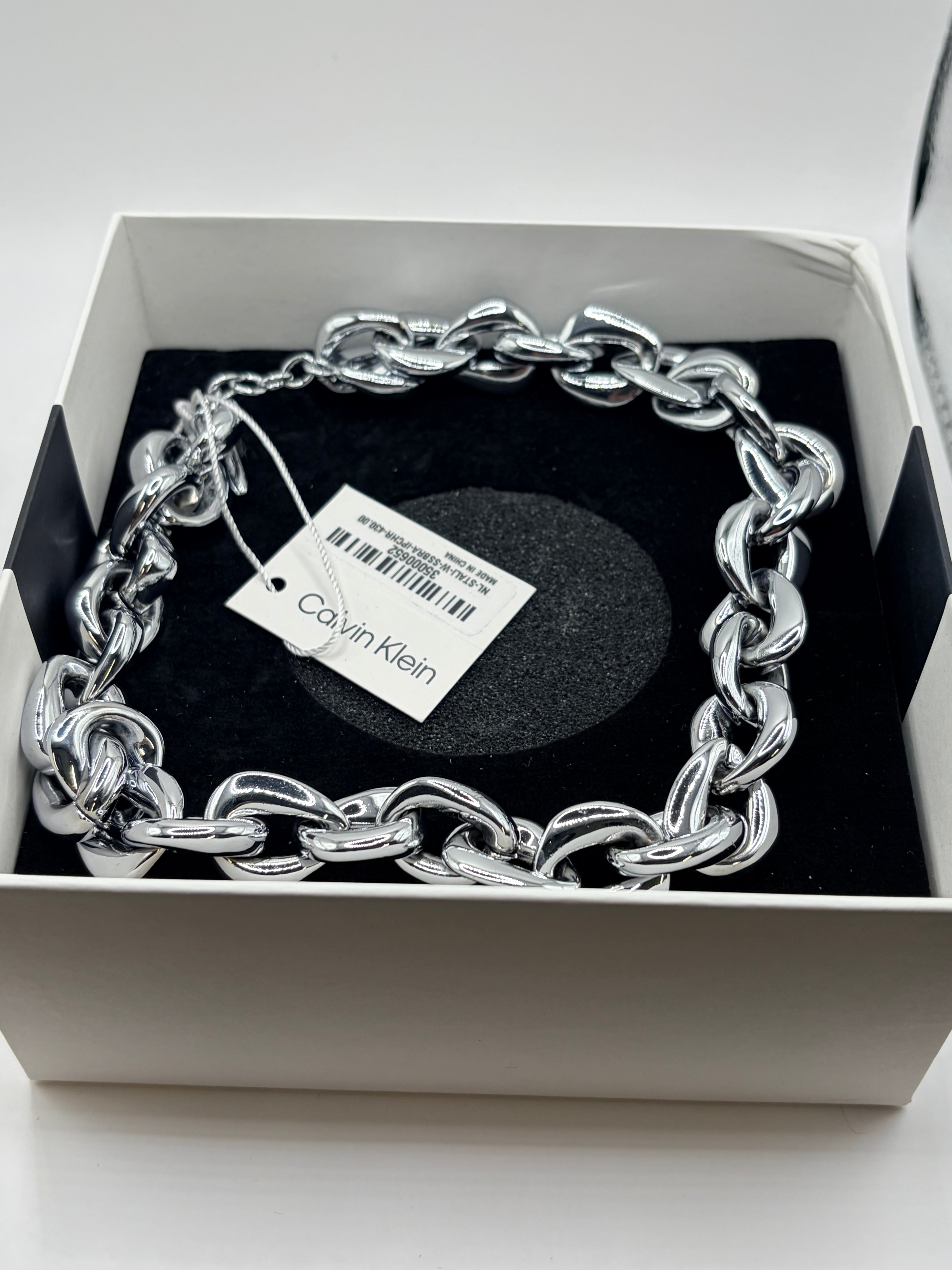 Calvin Klein 35000052 Chain Bracelet Silver Tone New With Tags Box