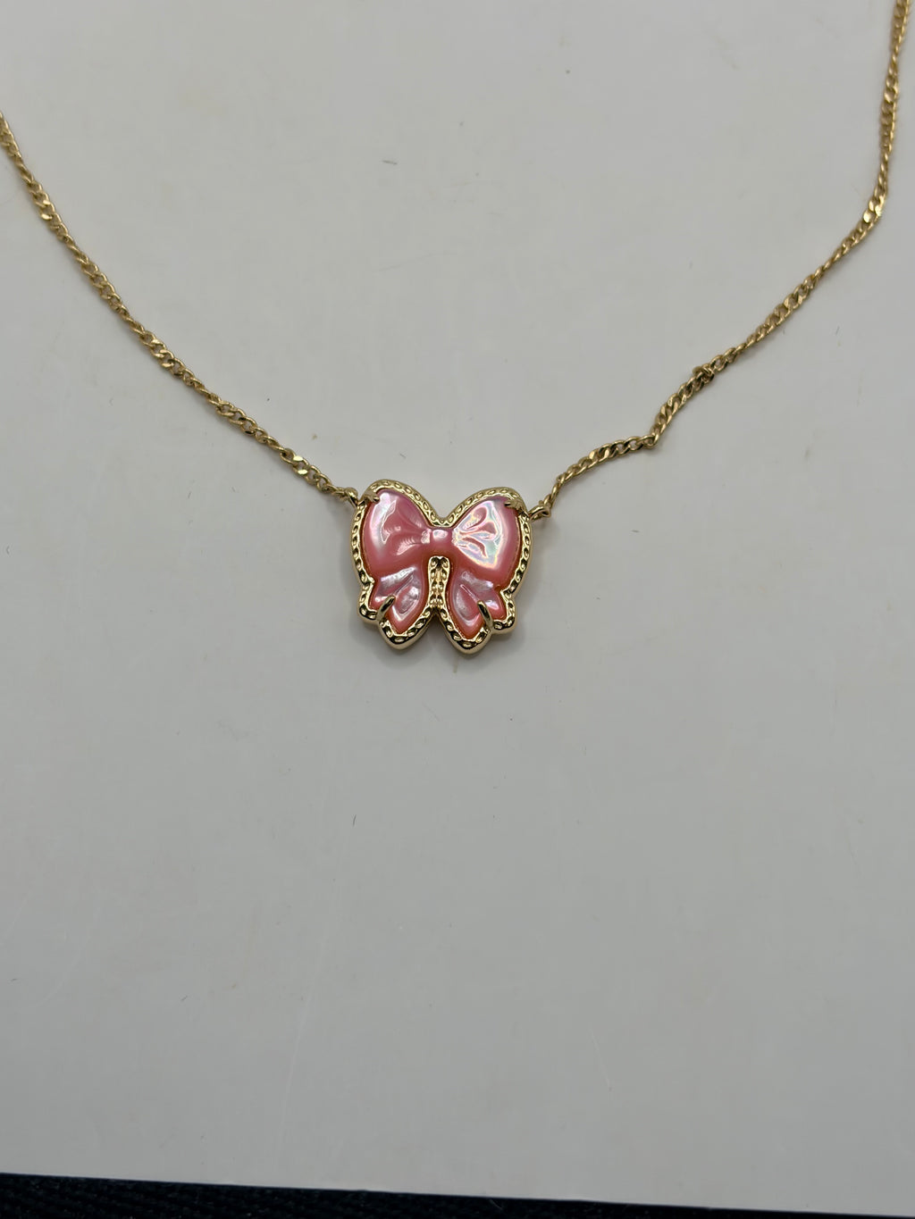 Kendra Scott Haley Bow Gold Short Pendant Necklace Pink Gold Necklace Women's