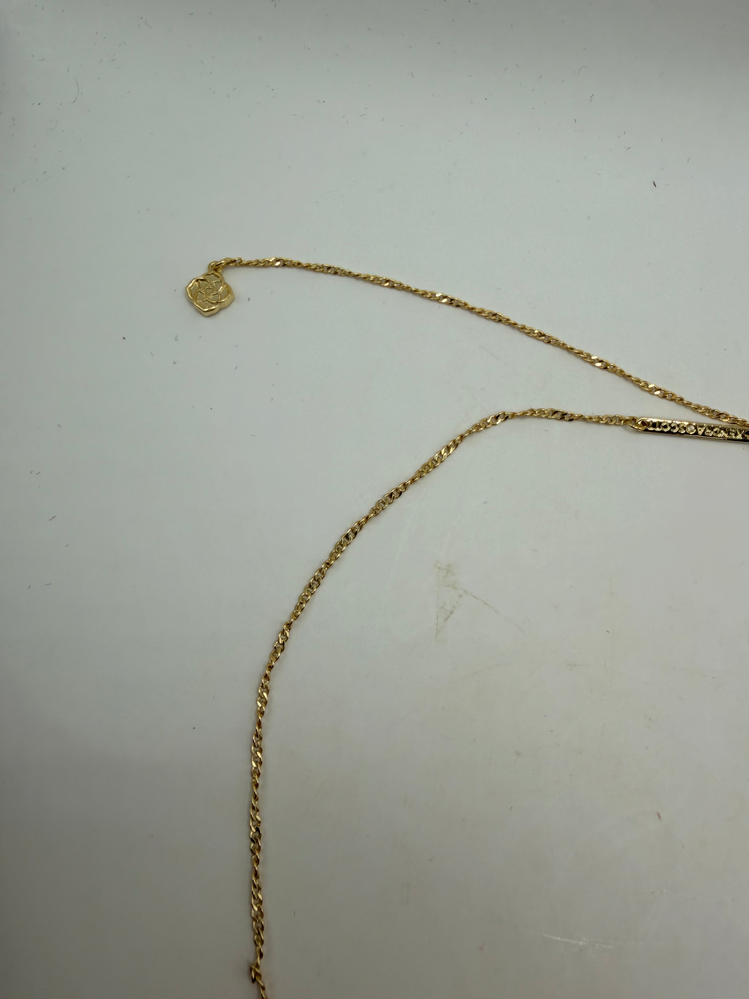 Kendra Scott Haley Bow Gold Short Pendant Necklace Pink Gold Necklace Women's