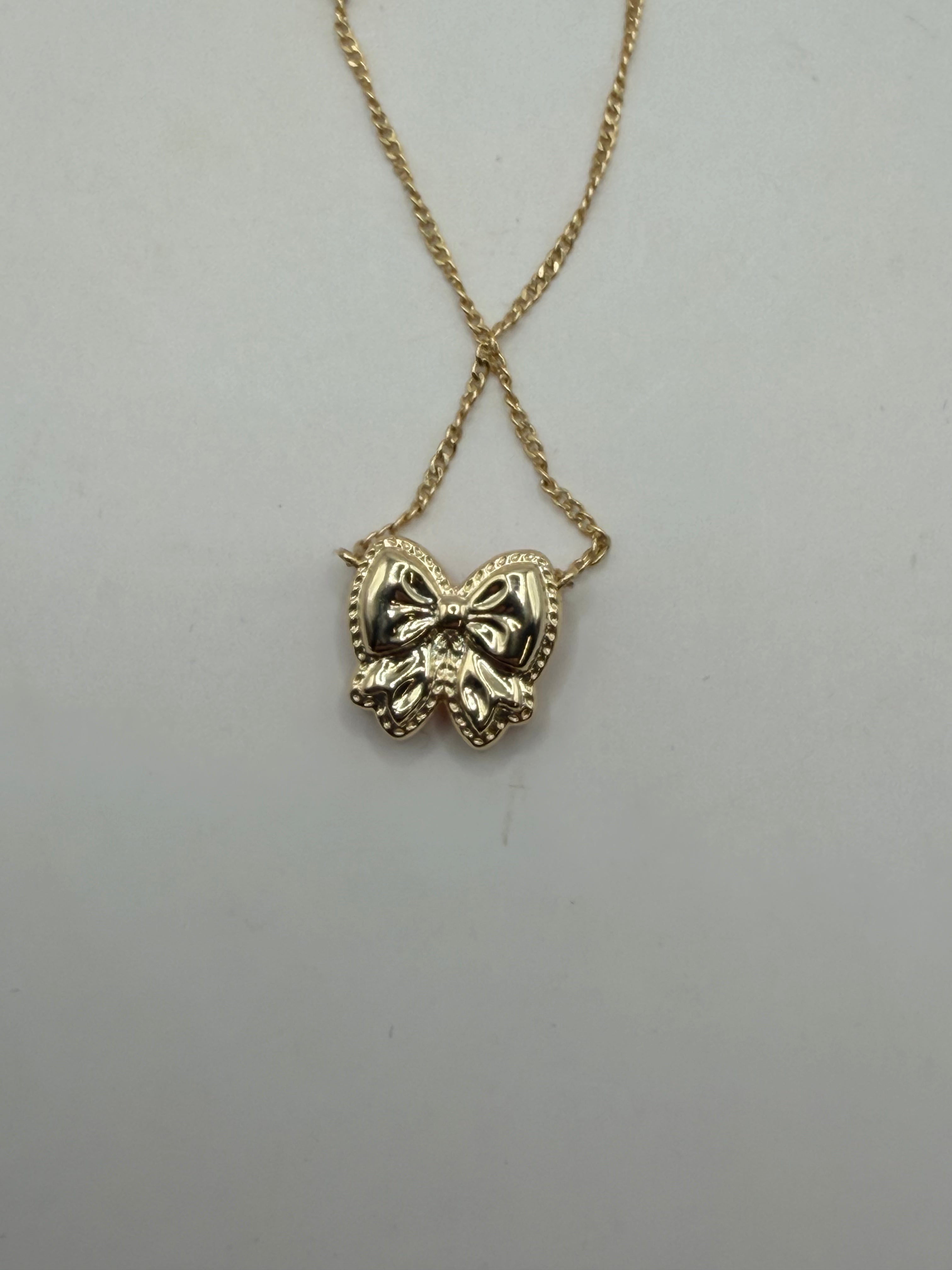 Kendra Scott Haley Bow Gold Short Pendant Necklace Pink Gold Necklace Women's
