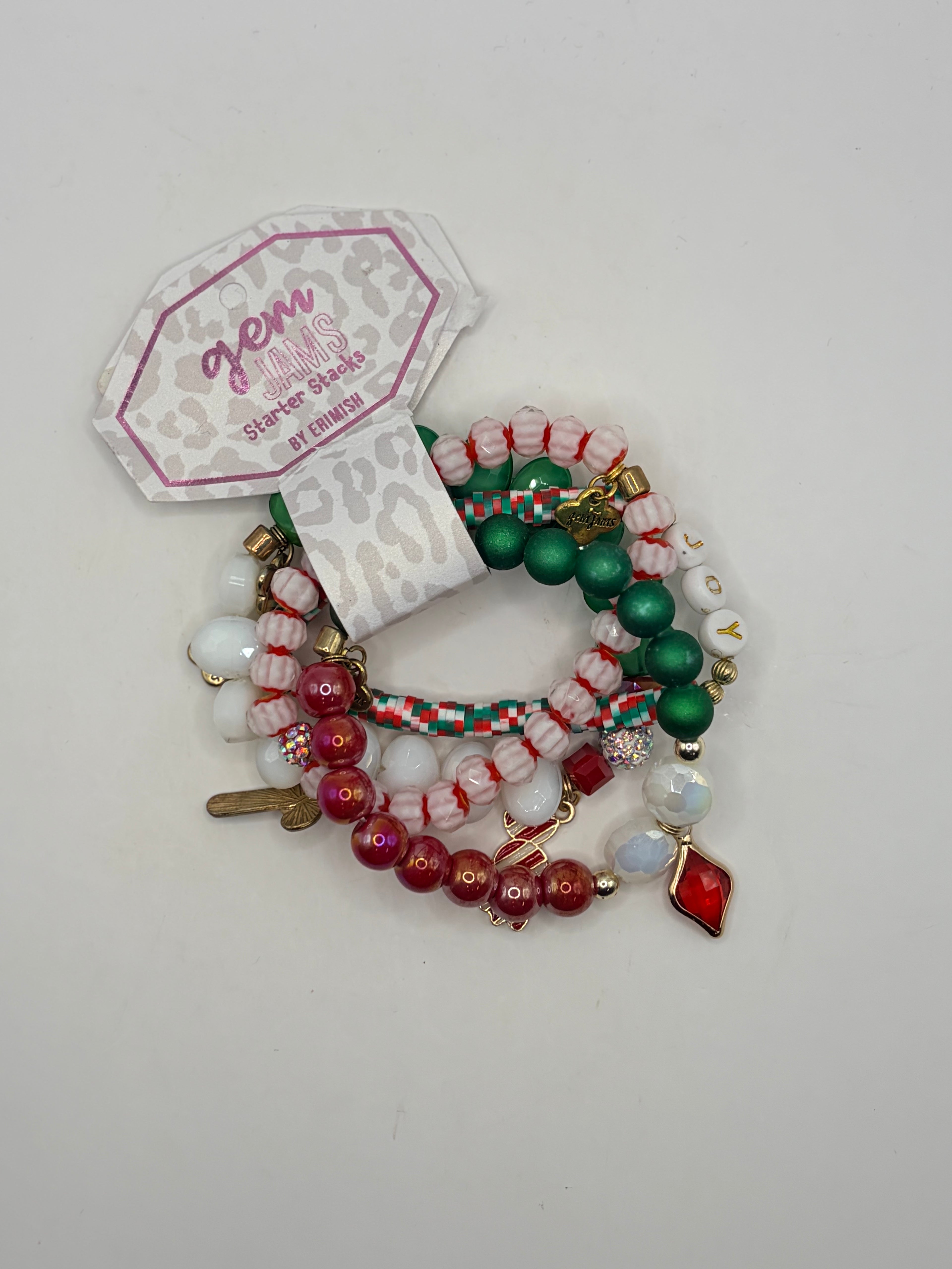 Erimish Gem Jams Starter Stack Holiday Beaded Stretch Bracelet Set
