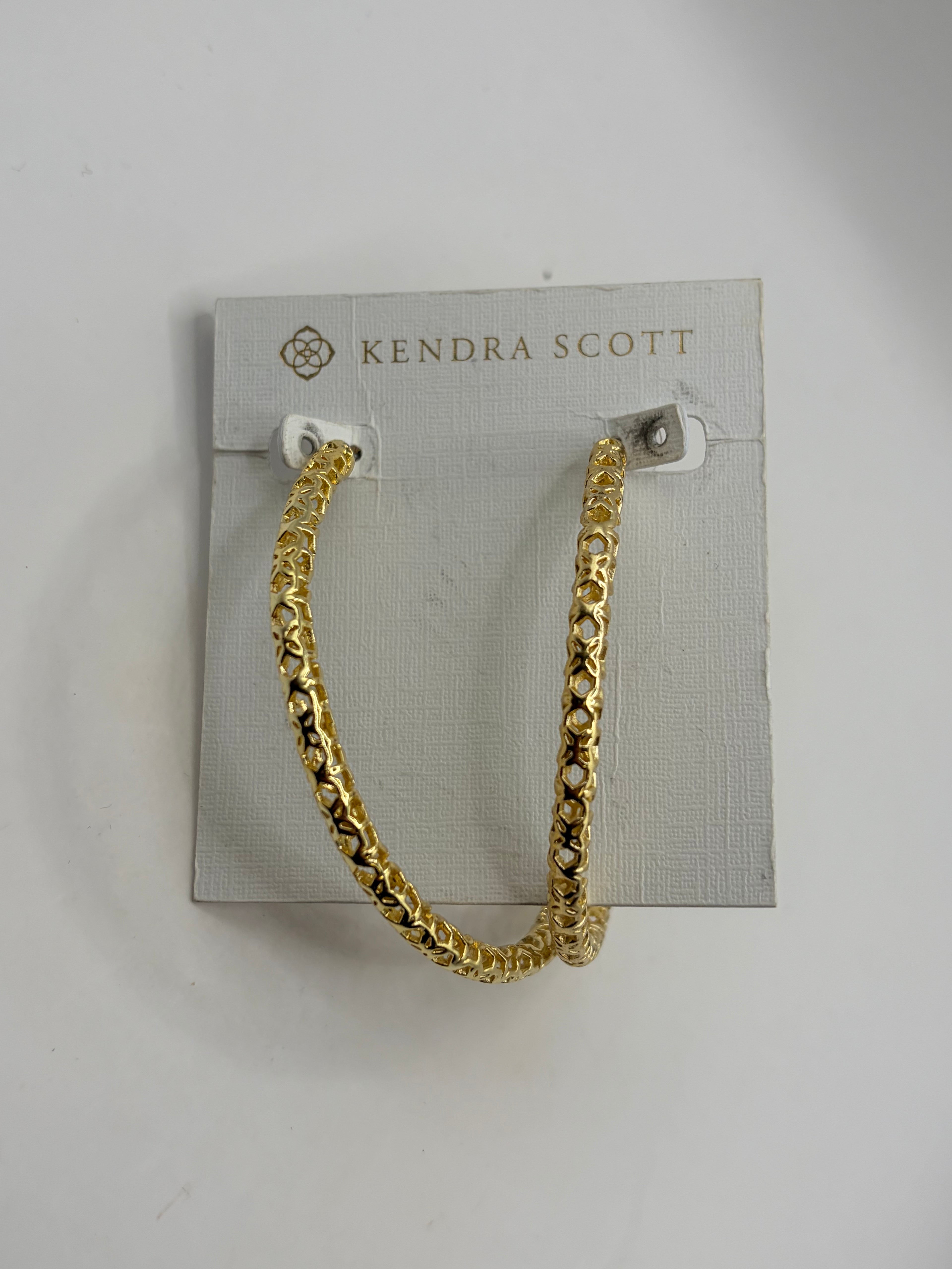 Kendra Scott Byzantine Gold Tone Hoop Earrings Post Original Card Women's