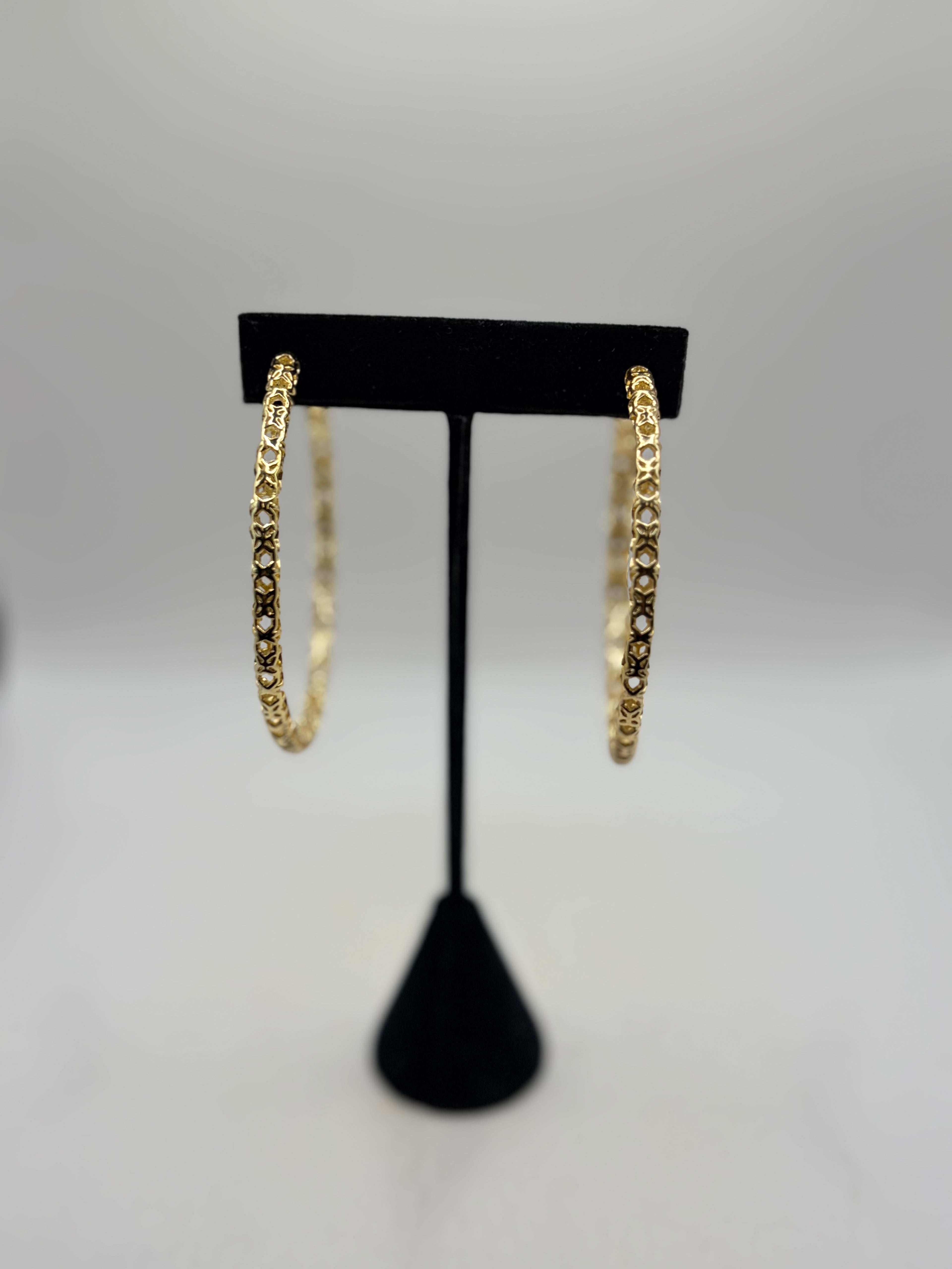 Kendra Scott Byzantine Gold Tone Hoop Earrings Post Original Card Women's
