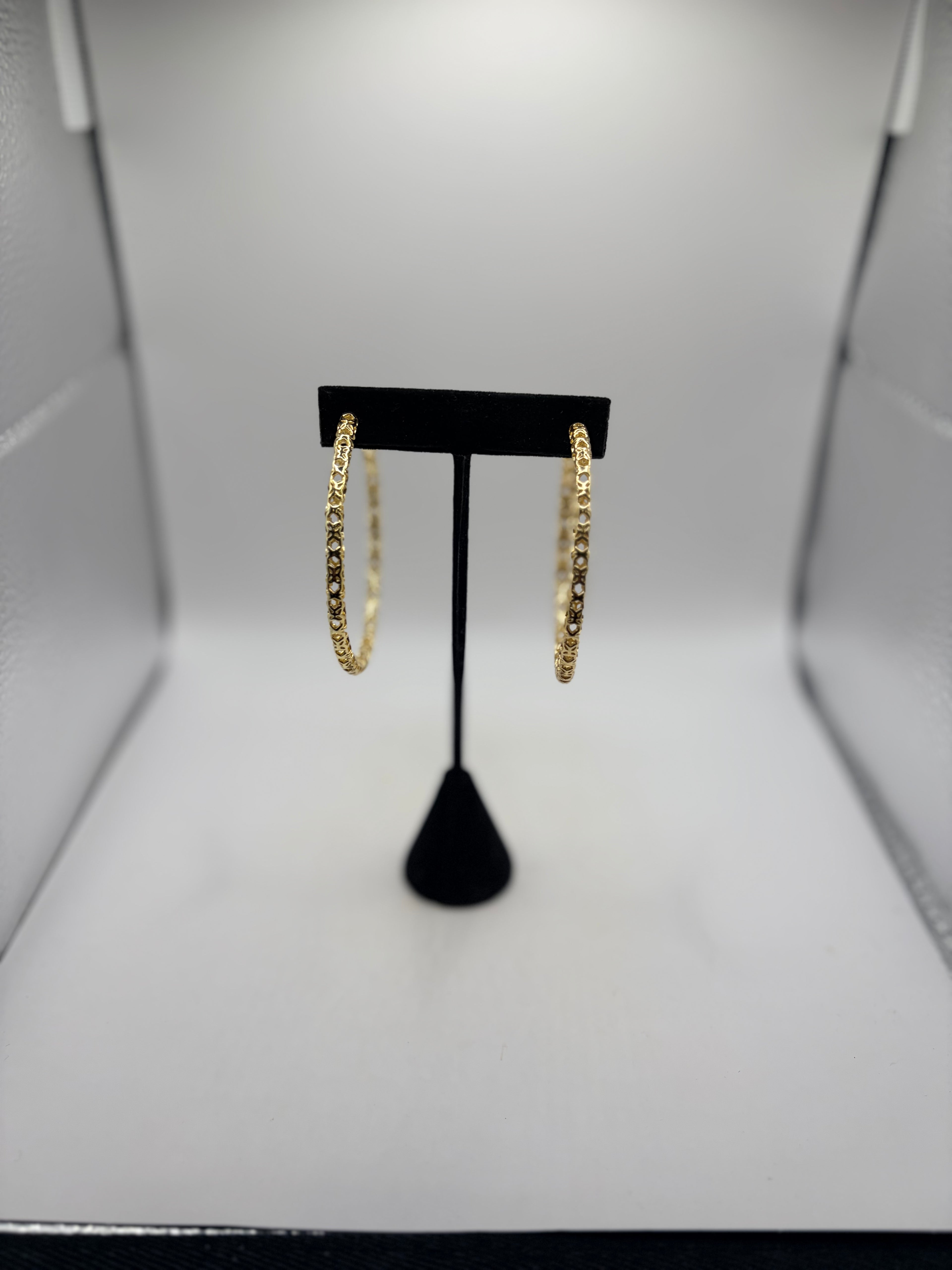 Kendra Scott Byzantine Gold Tone Hoop Earrings Post Original Card Women's