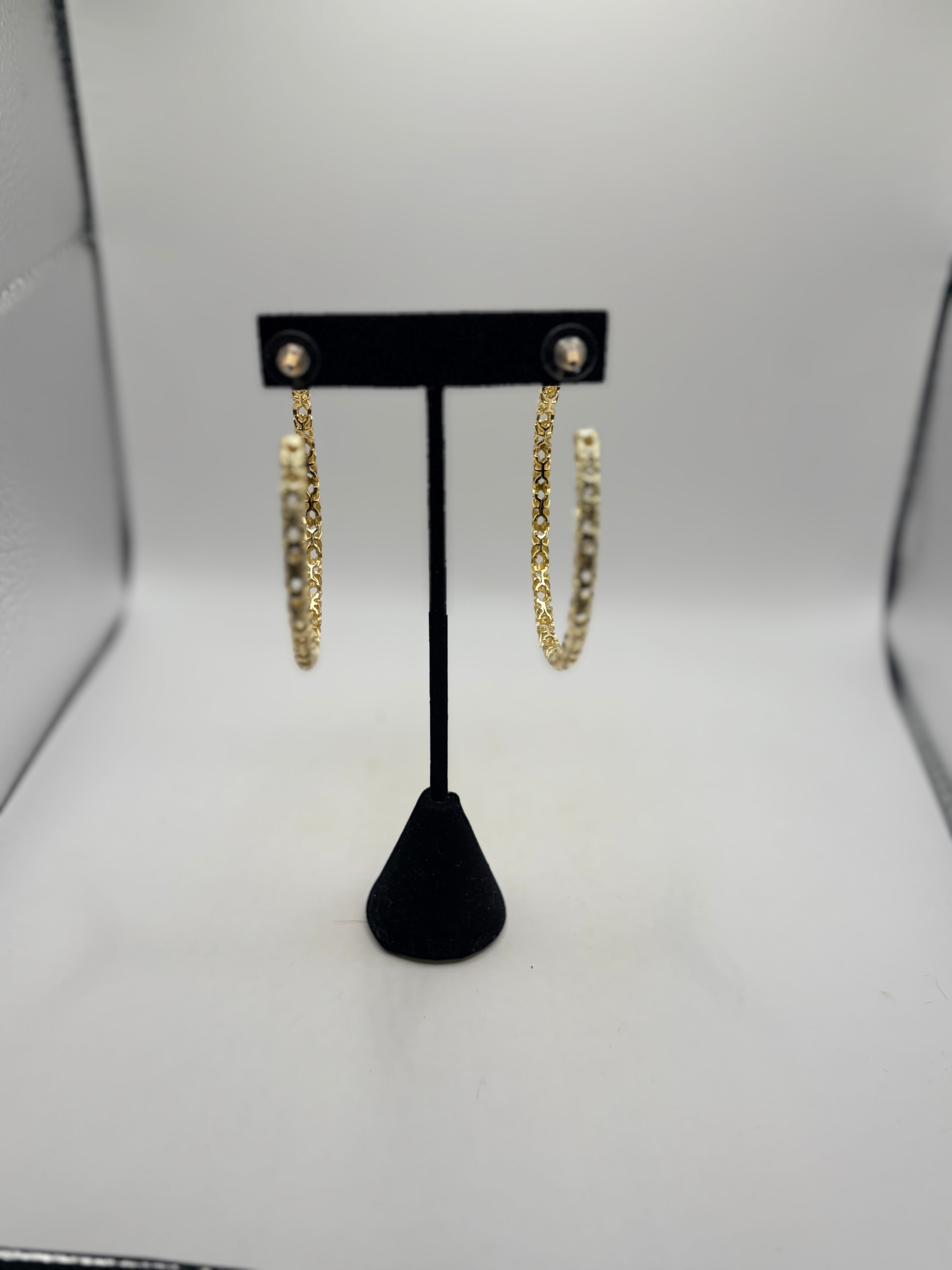 Kendra Scott Byzantine Gold Tone Hoop Earrings Post Original Card Women's
