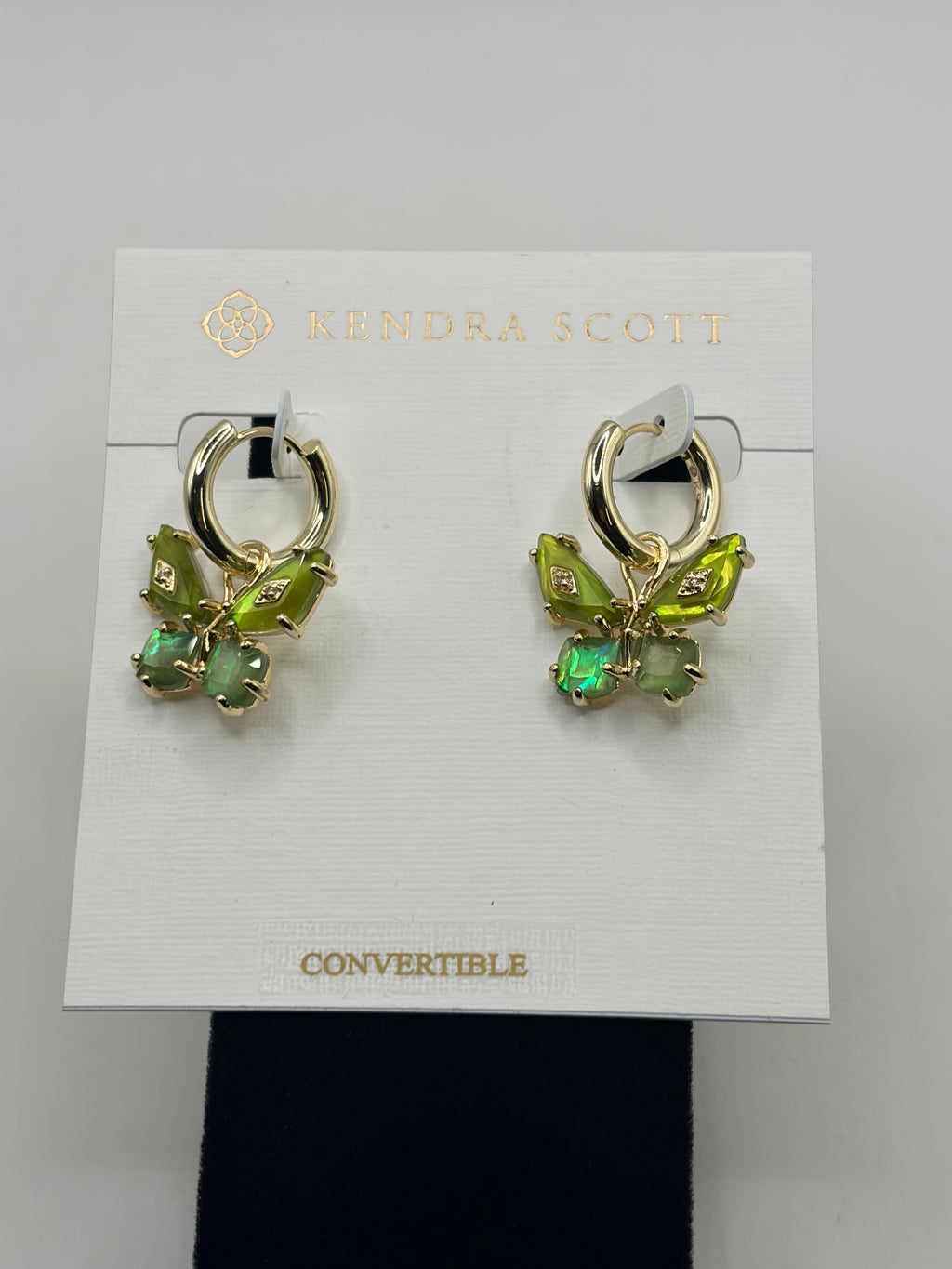 Kendra Scott Bianca Butterfly Green Huggie Earrings Convertible Women's