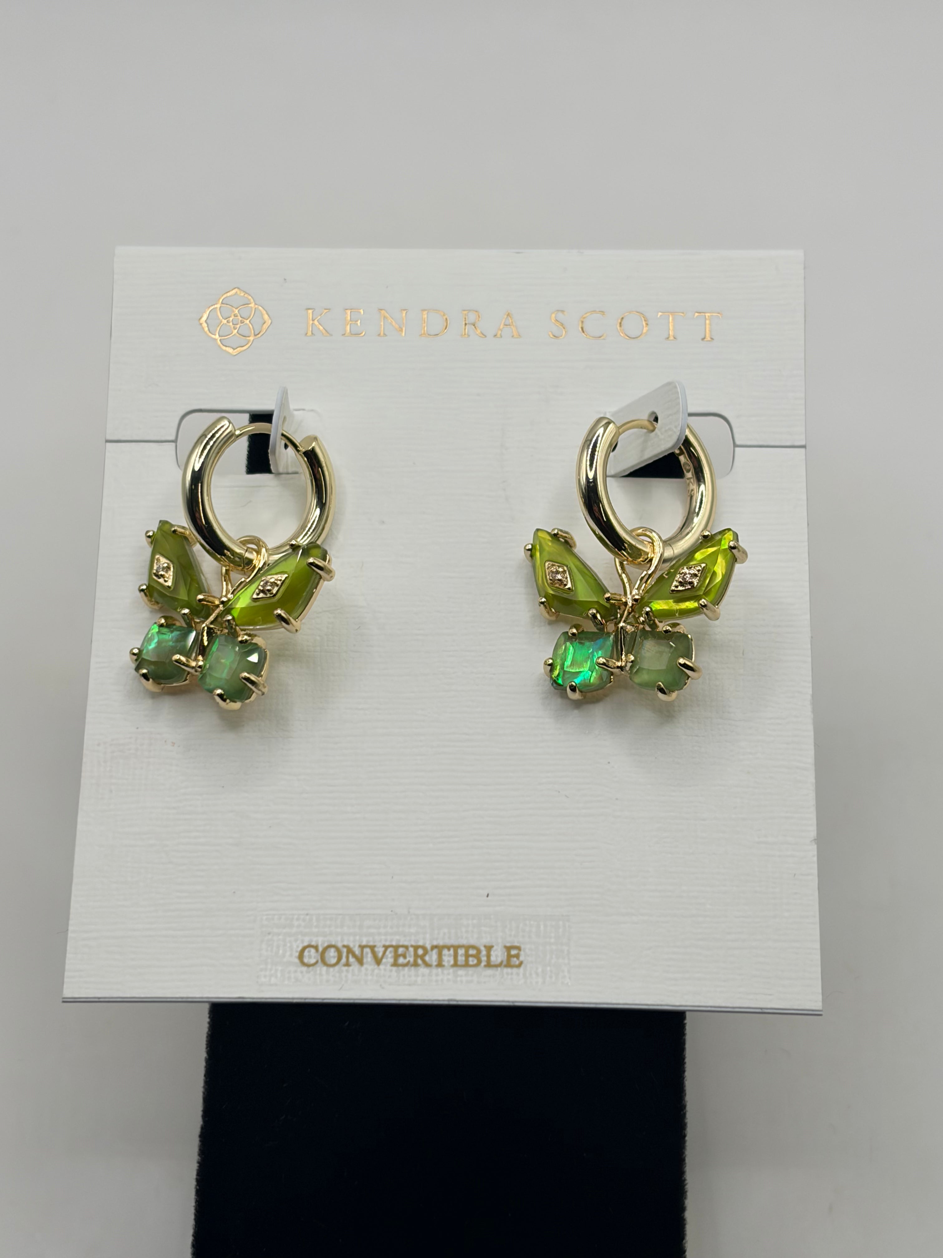 Kendra Scott Bianca Butterfly Green Huggie Earrings Convertible Women's