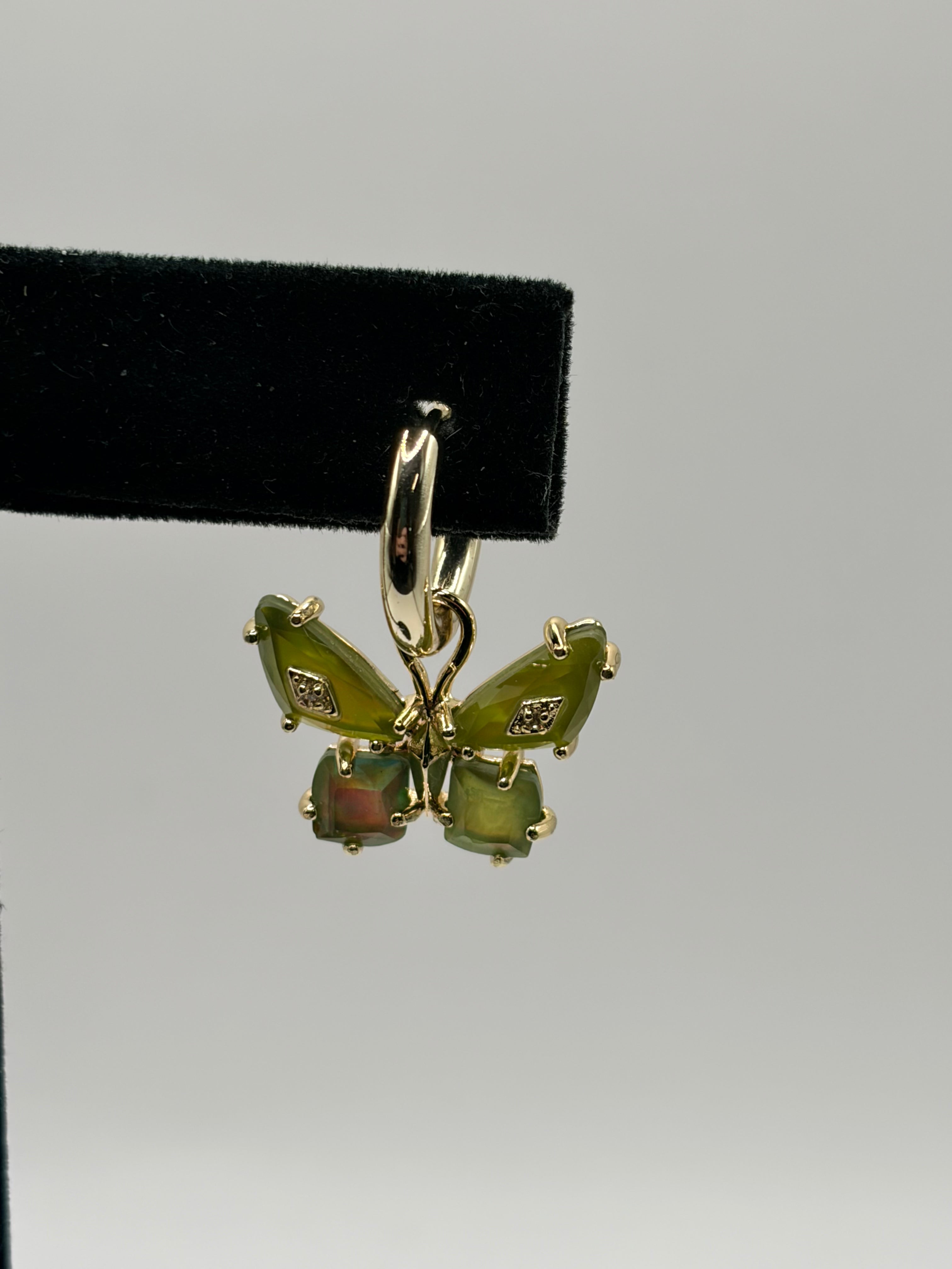 Kendra Scott Bianca Butterfly Green Huggie Earrings Convertible Women's