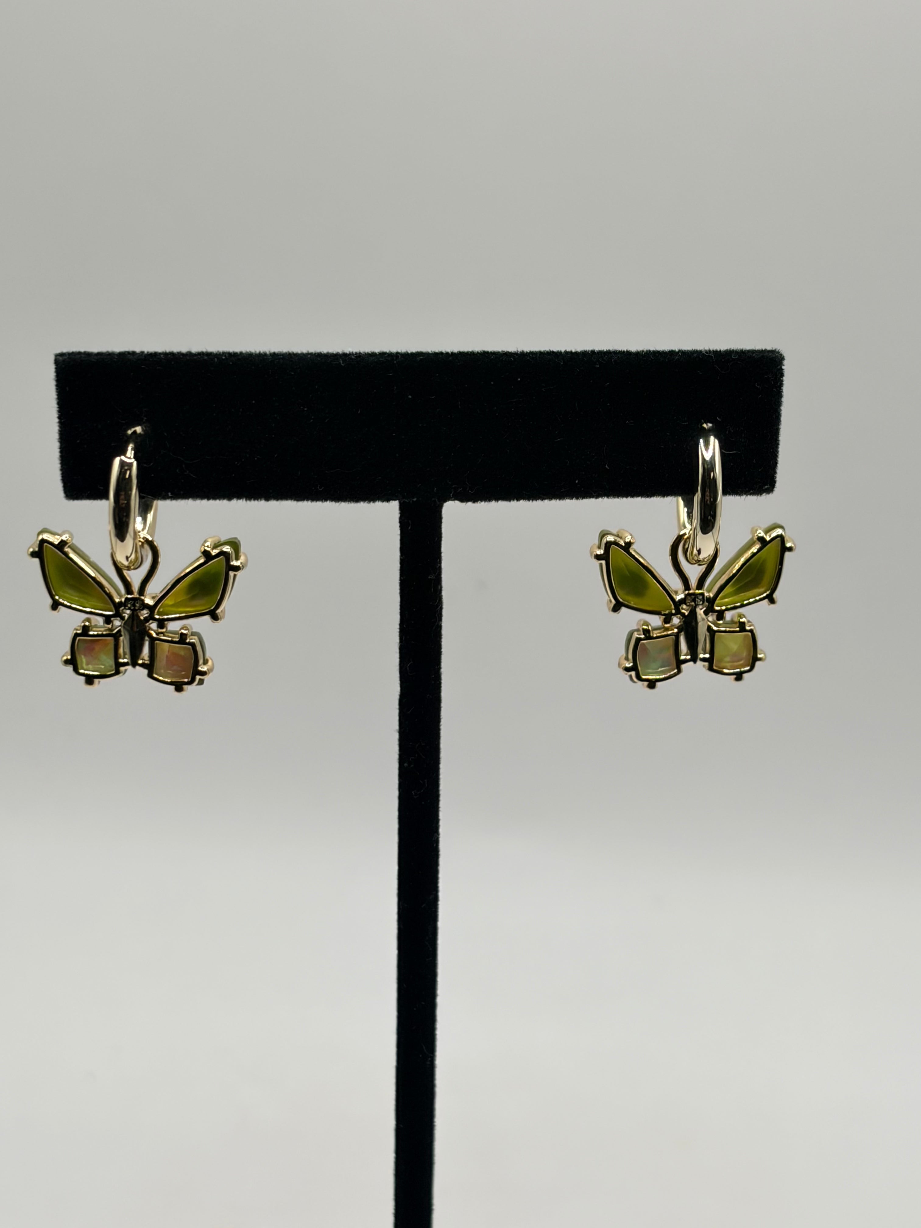 Kendra Scott Bianca Butterfly Green Huggie Earrings Convertible Women's