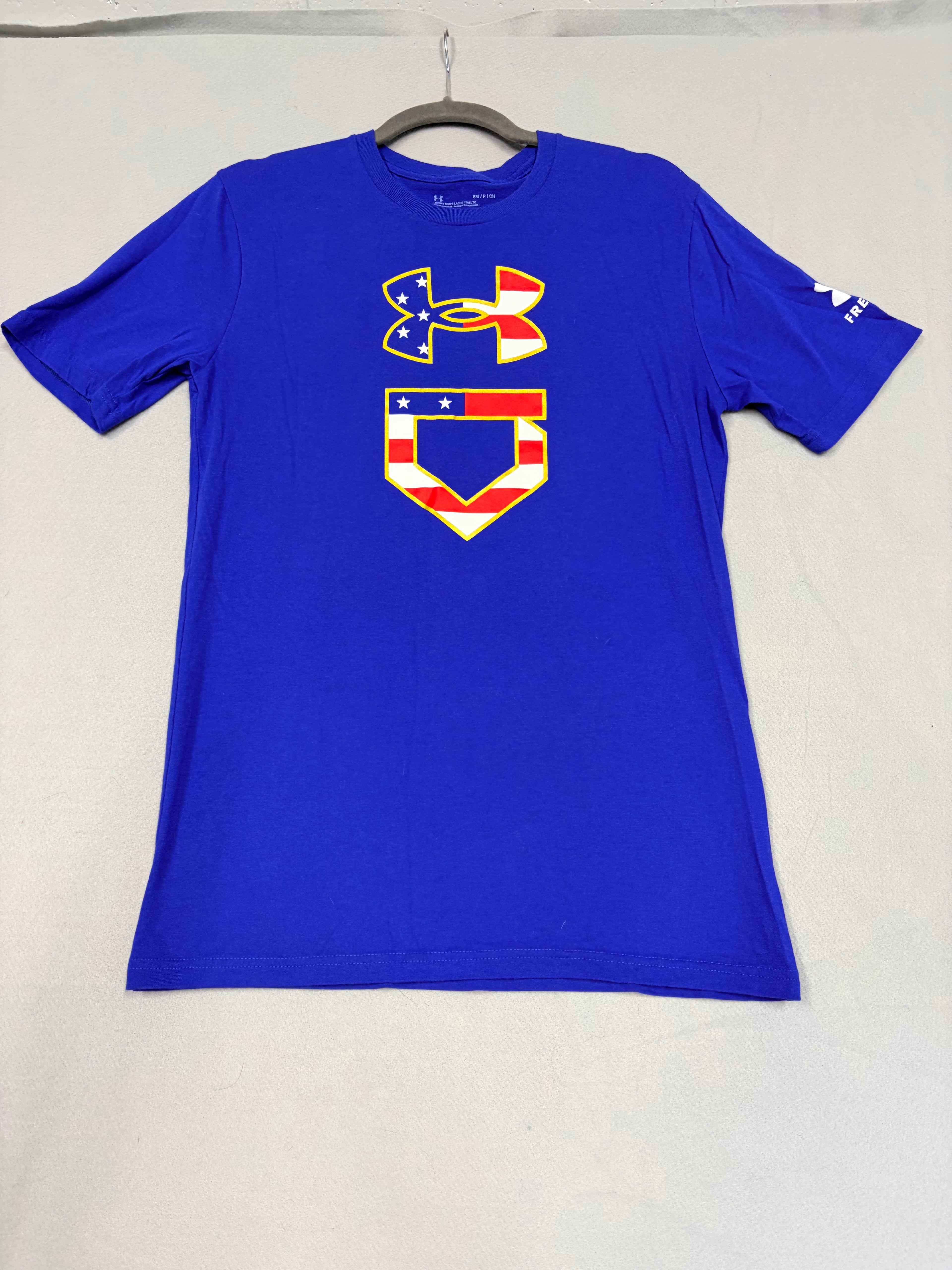Under Armour Freedom Icon Baseball T-Shirt Royal Blue Small Loose
