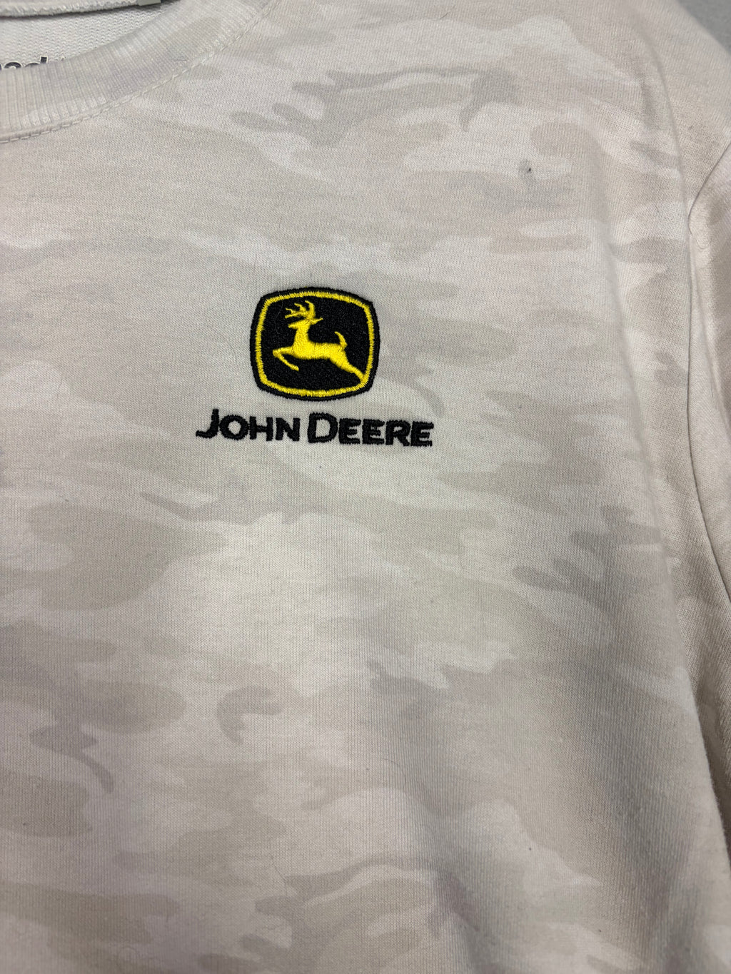 Ahead John Deere Casuals Light Gray Camo Crewneck Shirt Medium