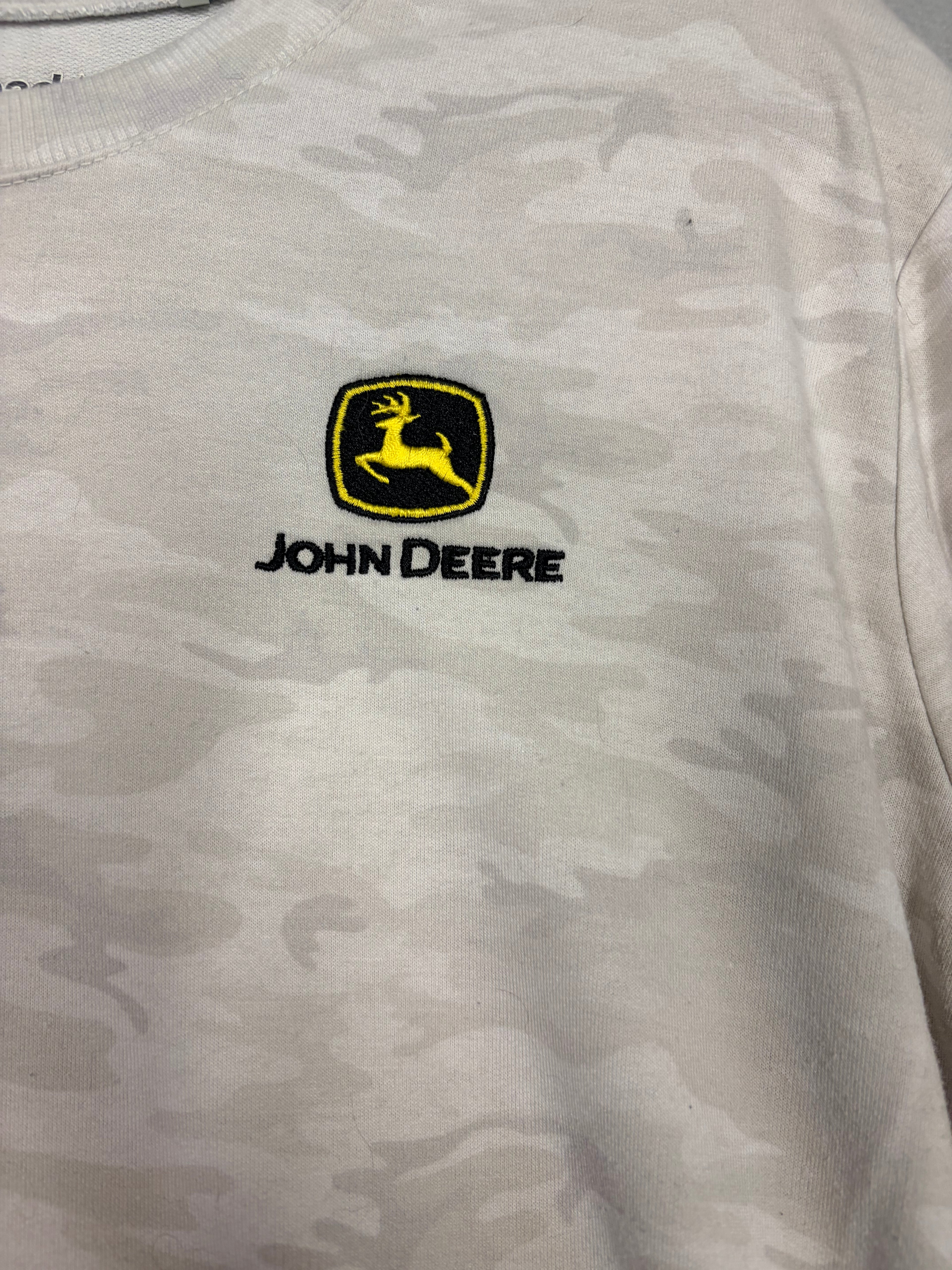 Ahead John Deere Casuals Light Gray Camo Crewneck Shirt Medium