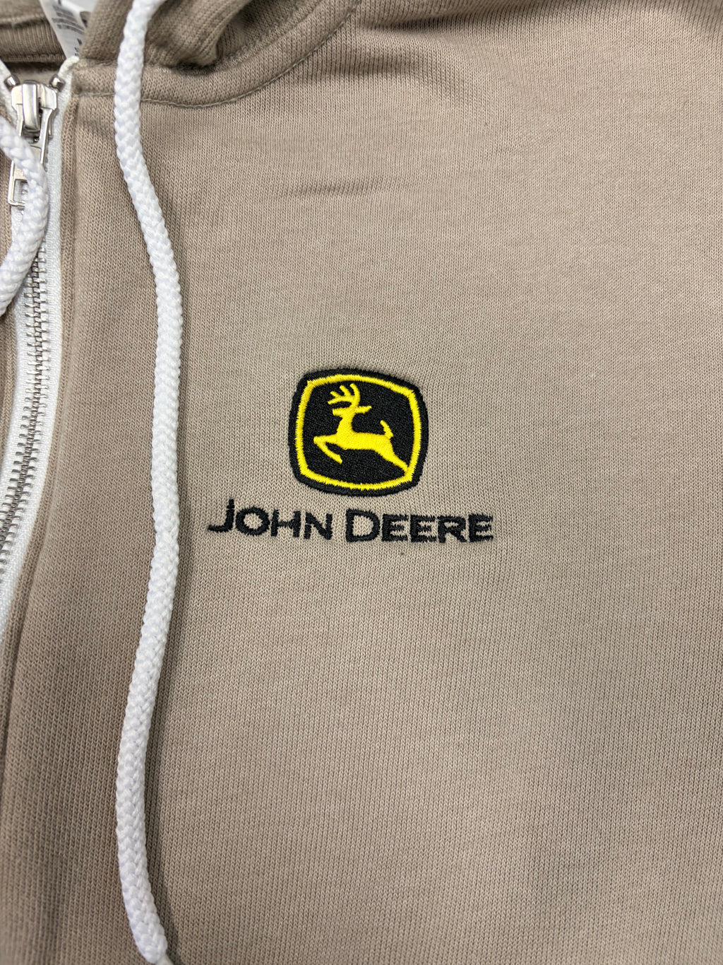 John Deere Full-Zip Hoodie M Khaki Bella+Canvas Embroidered Logo