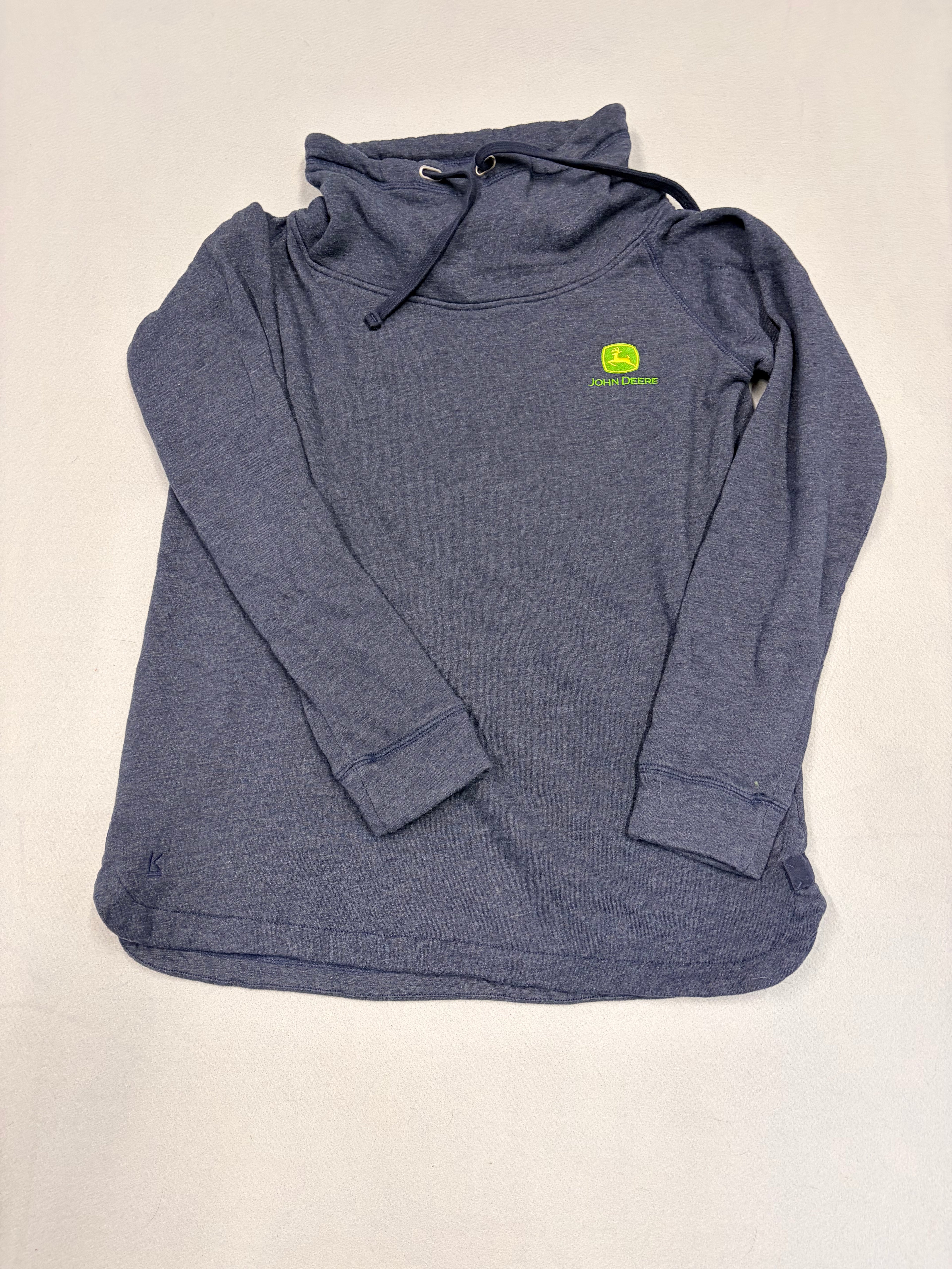 John Deere Womens Navy Heather Pullover Hoodie Embroidered Logo