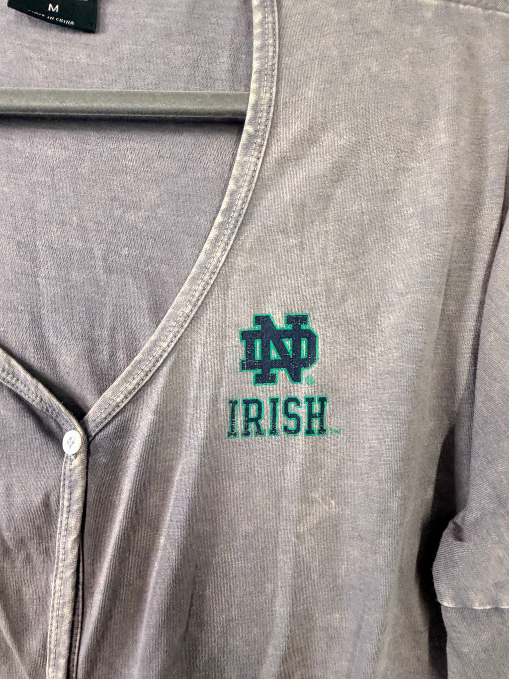 Colosseum Notre Dame Fighting Irish Charity Button Up Tie Front Top Women's Medium