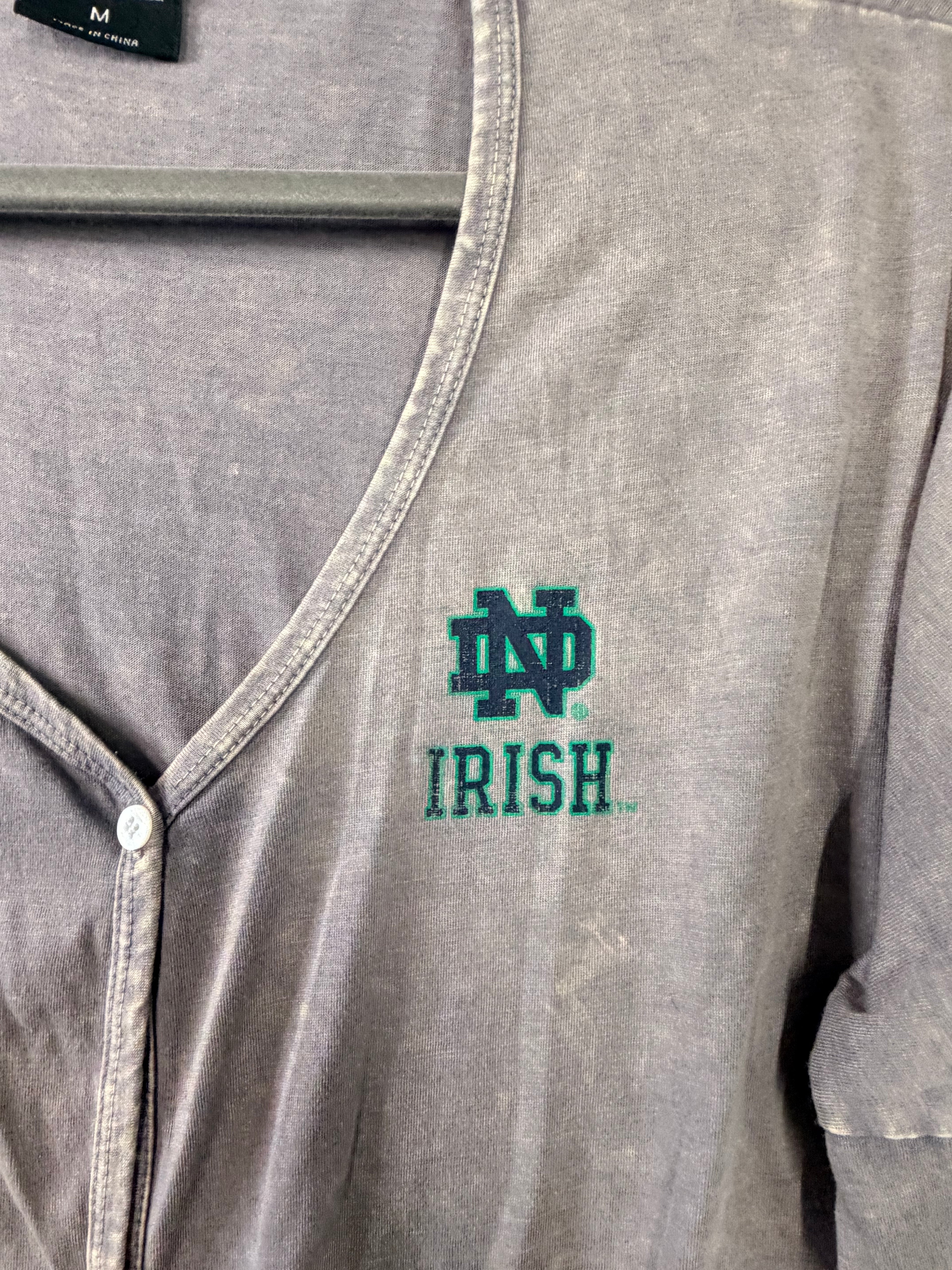 Colosseum Notre Dame Fighting Irish Charity Button Up Tie Front Top Women's Medium