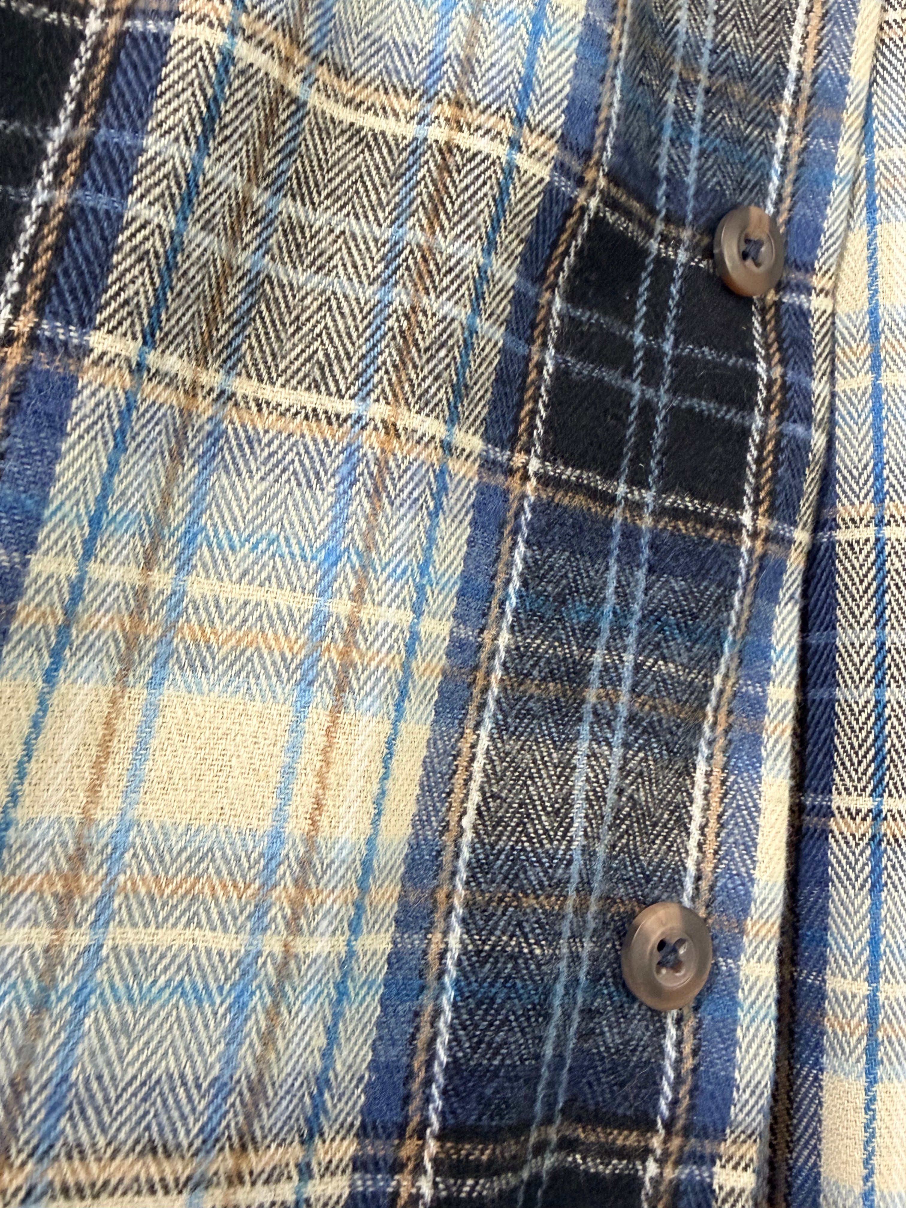Burnside Blue Plaid Hooded Flannel Shirt Size 16 Men's