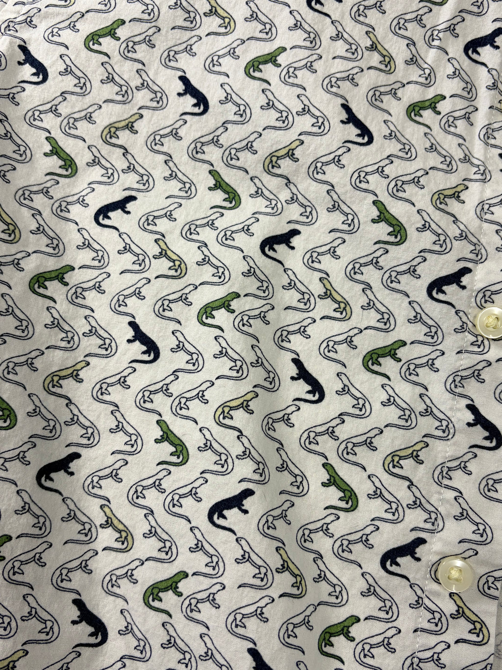 Goodfellow & Co Lizard Print Short Sleeve Button Up Shirt White M Men's