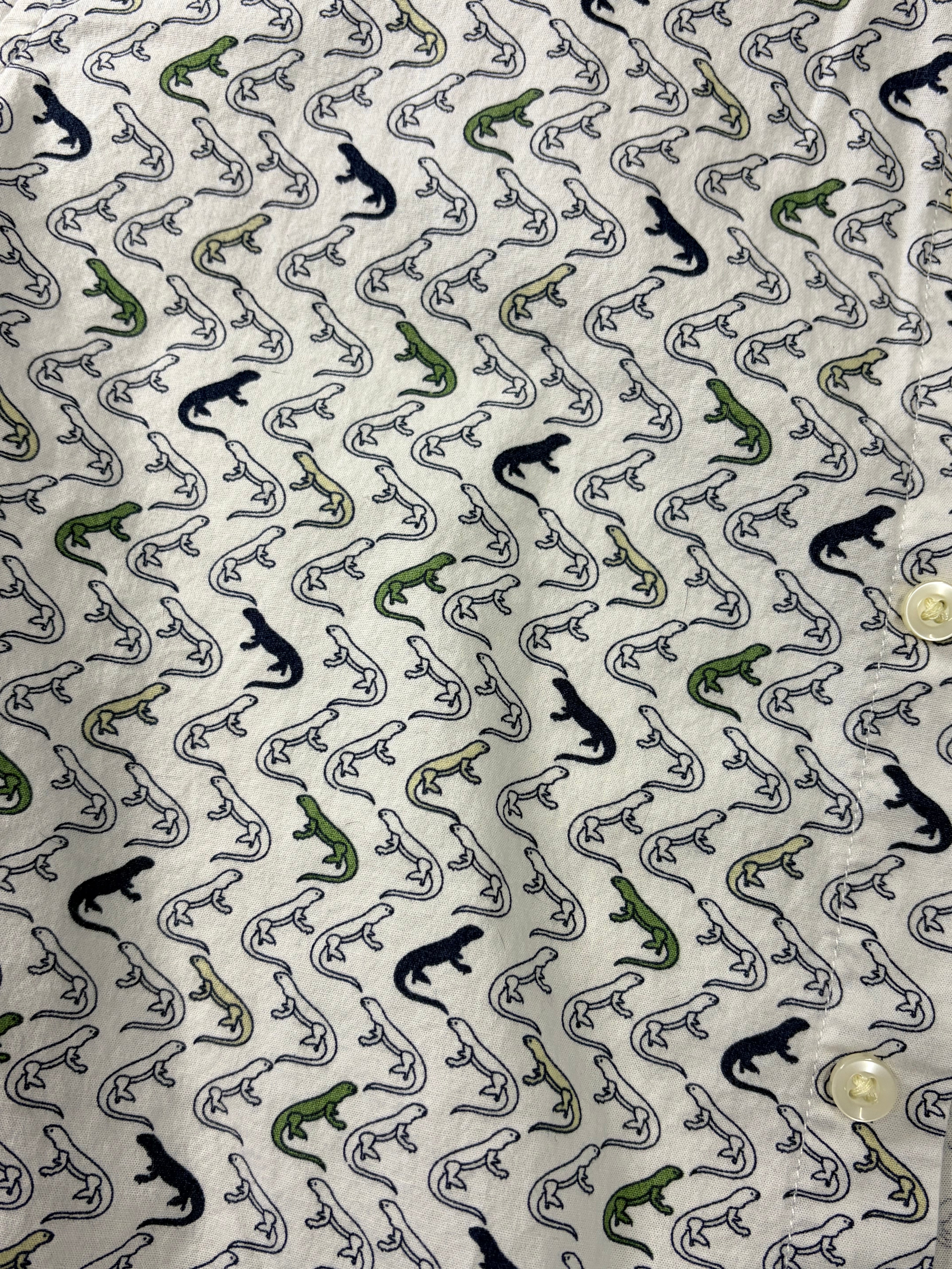 Goodfellow & Co Lizard Print Short Sleeve Button Up Shirt White M Men's