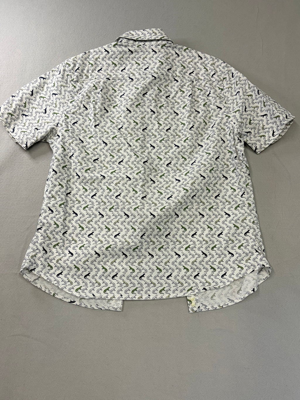 Goodfellow & Co Lizard Print Short Sleeve Button Up Shirt White M Men's