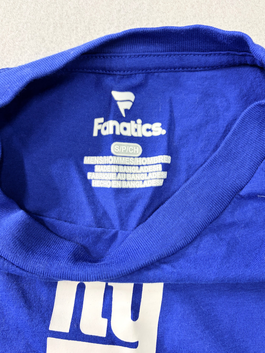 Fanatics New York Giants Wordmark Long Sleeve T-Shirt Small Blue Men's